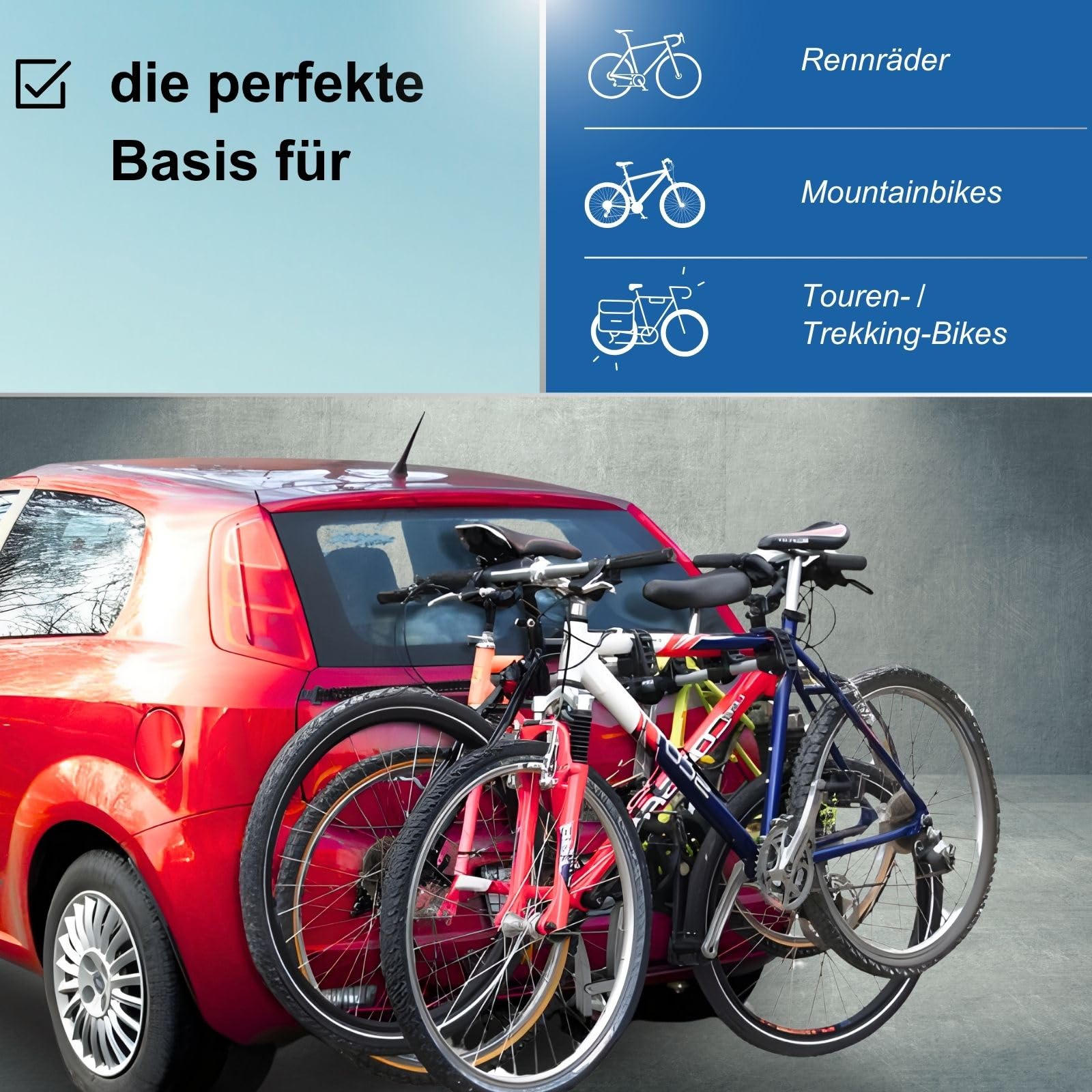 VDP Porte-vélo pour attelage de remorquage - Support pour 3 vélos - Porte-vélo auto compact pliable - Support embrayage voiture - Porte-vélo embrayage noir - Facile à utiliser