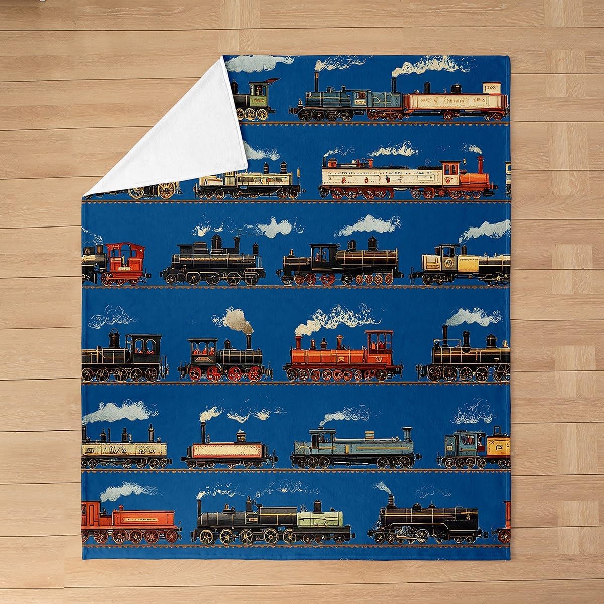 Feelyou Vintage Train Fleece Throw Blanket Steam Engine Train Flannel Blanket Plush Fuzzy Retro Transport Vehicle for Bed Couch Chair Living Room Twin 60"x80" Bedroom Decor