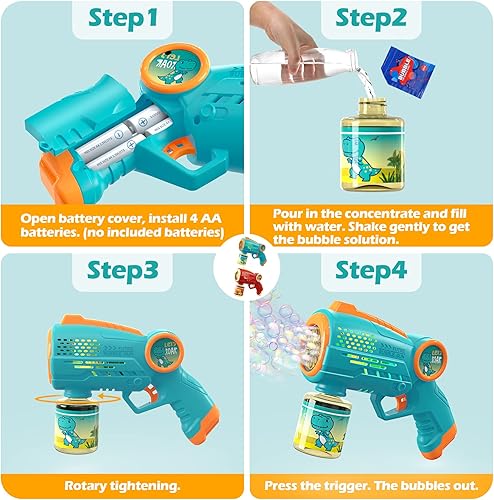 Miniatura 6 de Pistola de burbujas, 2 ametralladoras de burbujas con sonidos de luz de 10 agujeros, máquina de burbujas para niños, soplador de burbujas, máquina