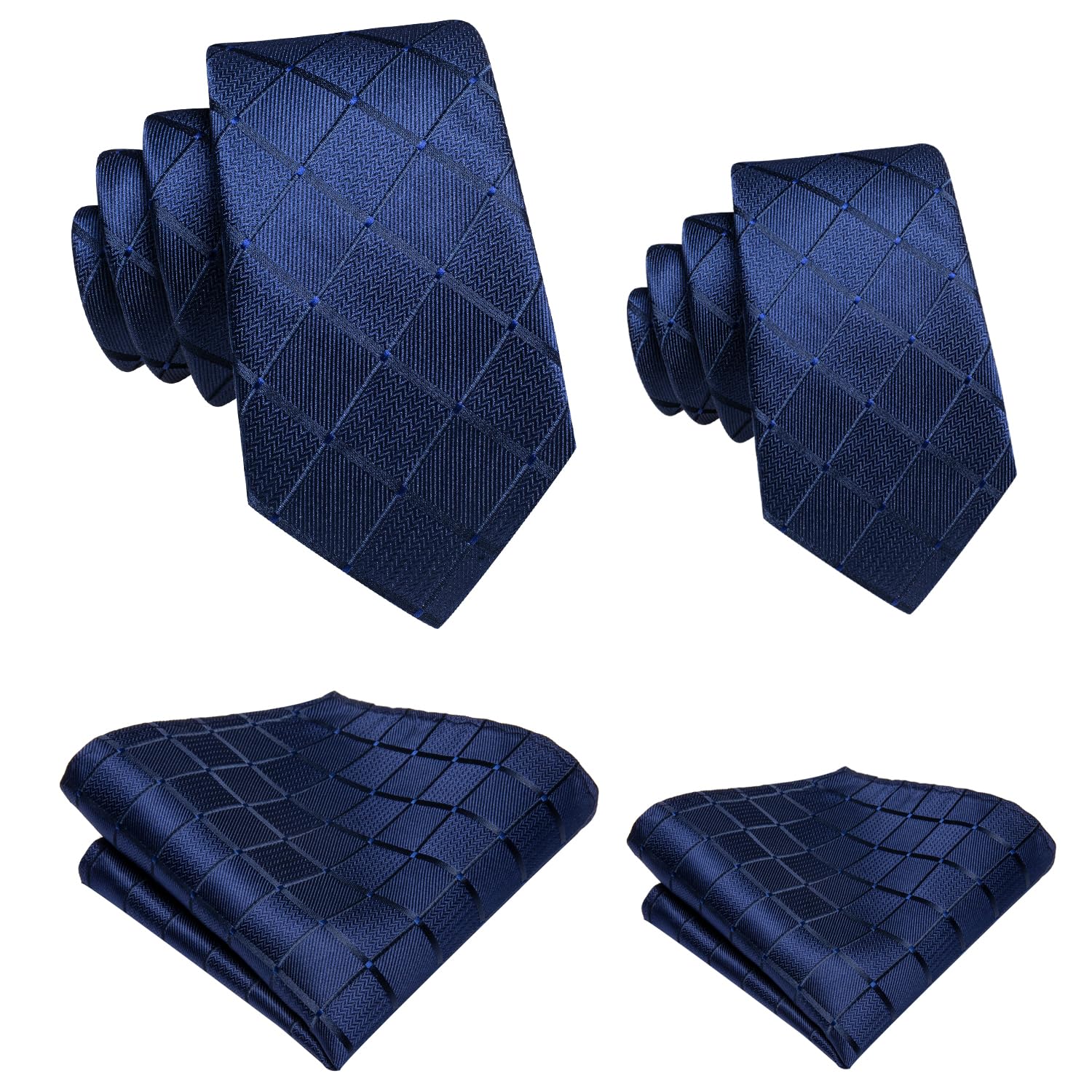 Hi-Tie Father Son Matching Ties and Pocket Square Set Silk Ties for Wedding Party Gifts