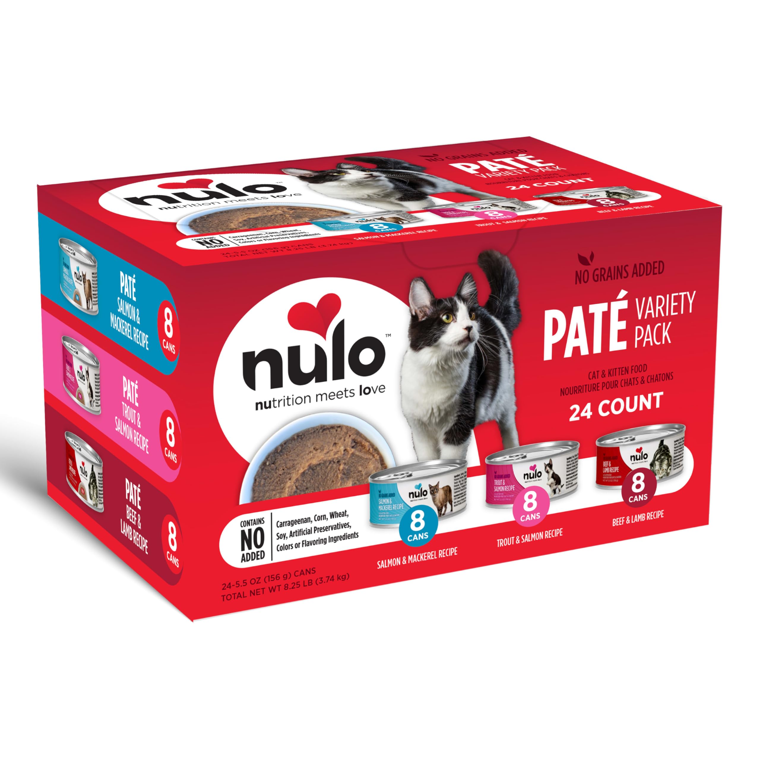 Nulo Variety Pack Pate Wet Canned Cat Food, 5.5 Ounce(Pack of 24)