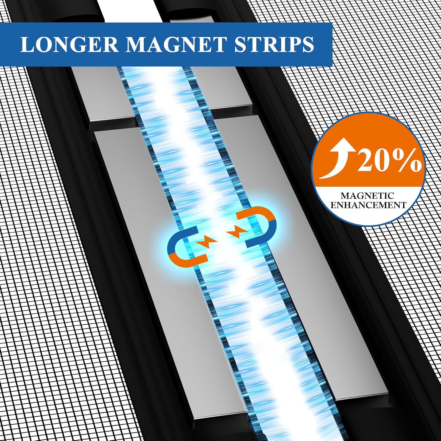 Magnetic Screen Door, Fits Door Size 72'' x 80'', Scratch-Proof Polyester, Classic Middle-Opening, Keep Annoying Creatures Out, Pet Friendly Mesh, Walk Through, Suitable for French/Double Doors, Black