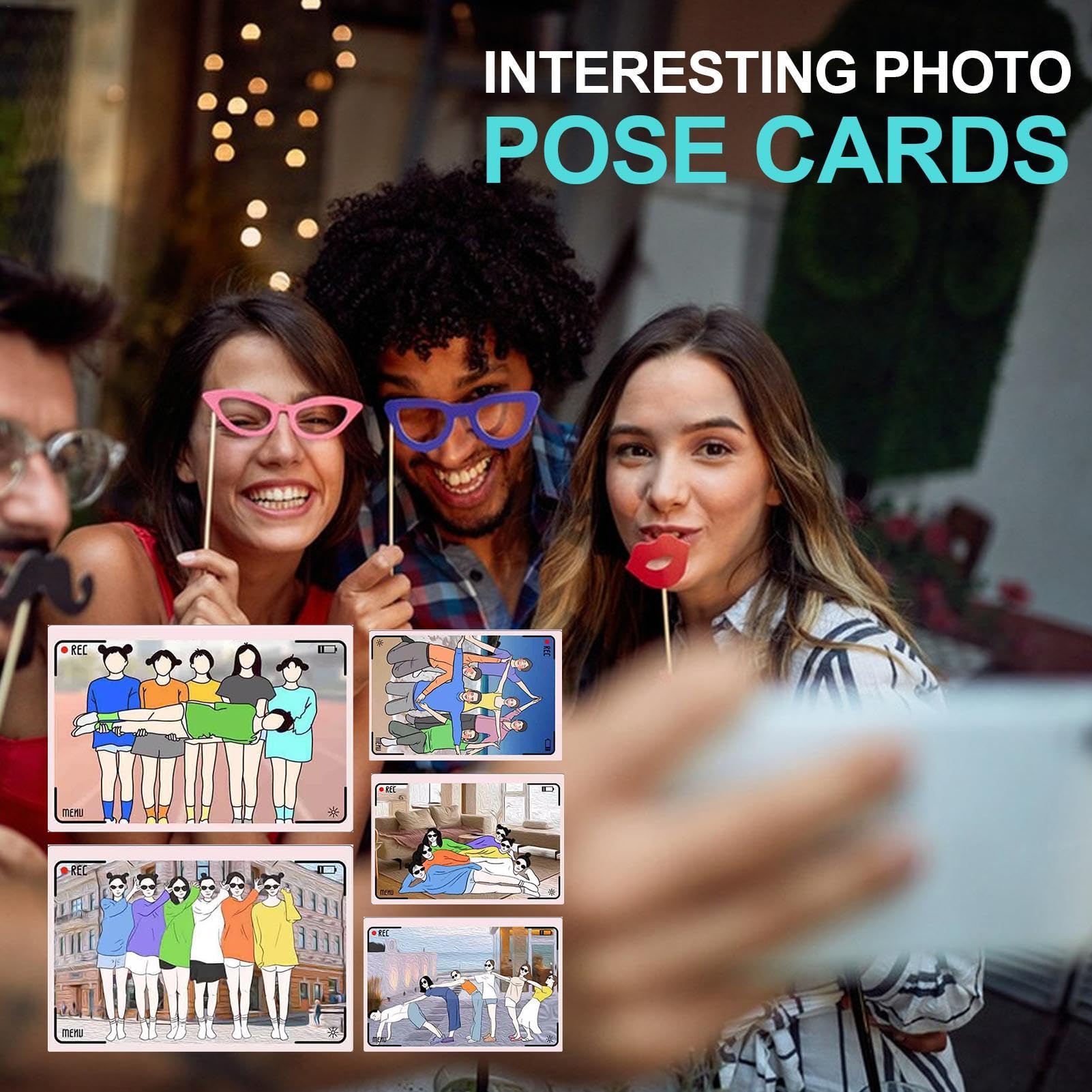 Cartes de Pose de Photographie de Portrait | Cartes Amusantes pour Photographie de Portrait | Cartes de Photographie de Portrait, Accessoire de Photographie Multi-Personnes pour Les Voyages en