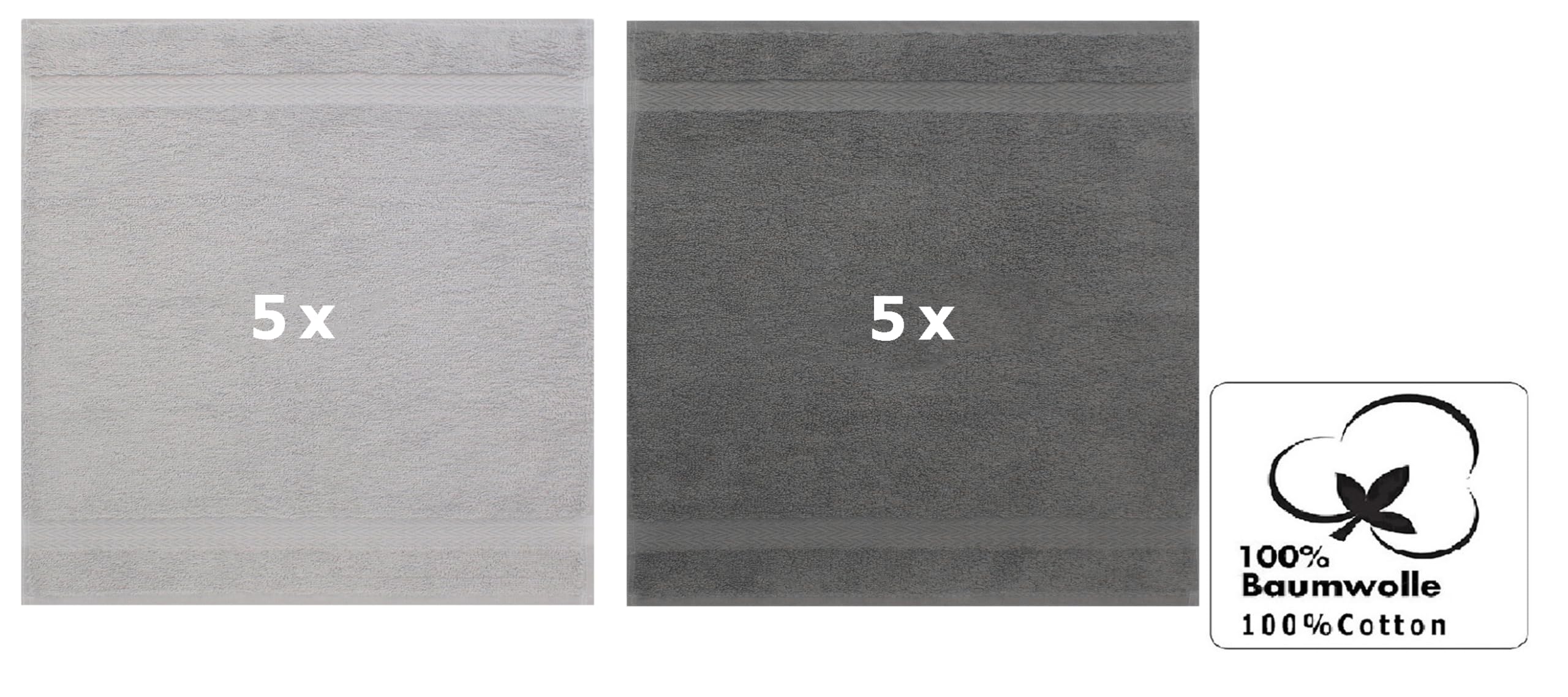 Set Di 10 Lavette Cotone Premium 30x30 Cm - Grigio Antracite E Argento - Foto 6