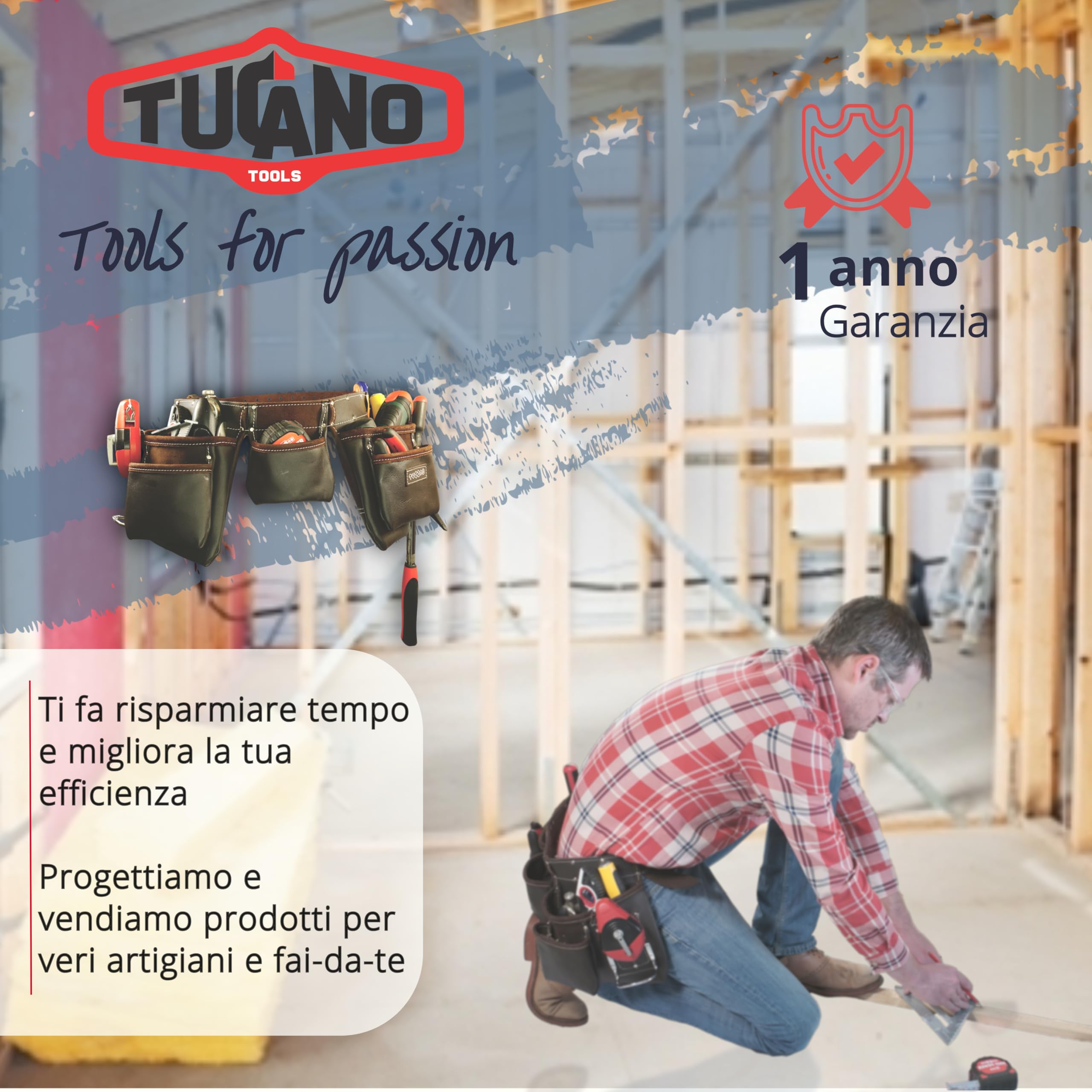 Cintura Porta Attrezzi in Pelle Conciata ad Olio 12 Tasche | Cintura da Lavoro per Costruttori, Falegnami, Carpentieri, Giardinieri, Elettricisti | Grembiule Marsupio Uomo