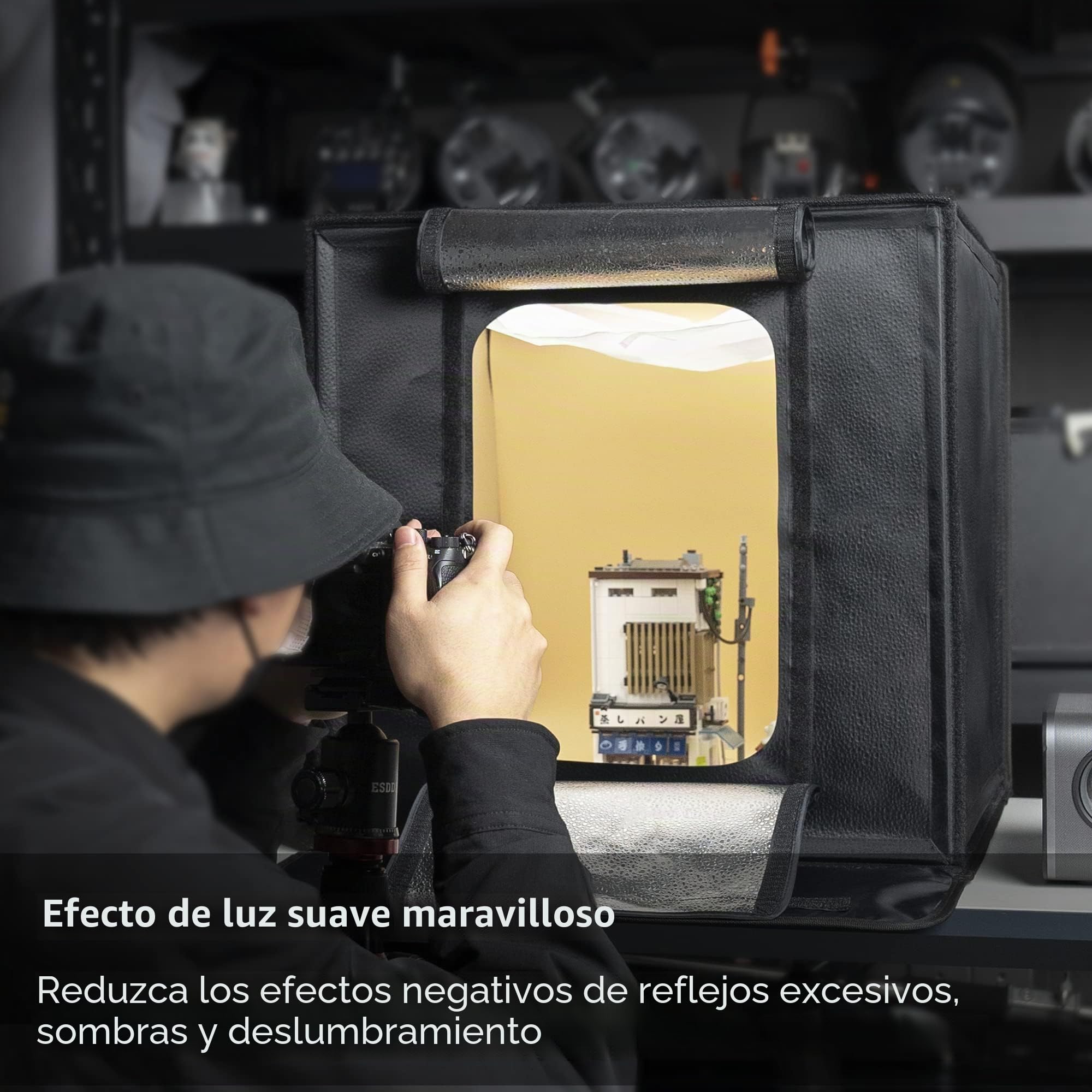 RALENO Set de Estudio Fotográfico 50 x 50 cm Caja de luz Plegable para Potos con Luz Ajustable Que Incluye 6 Fondos de PVC