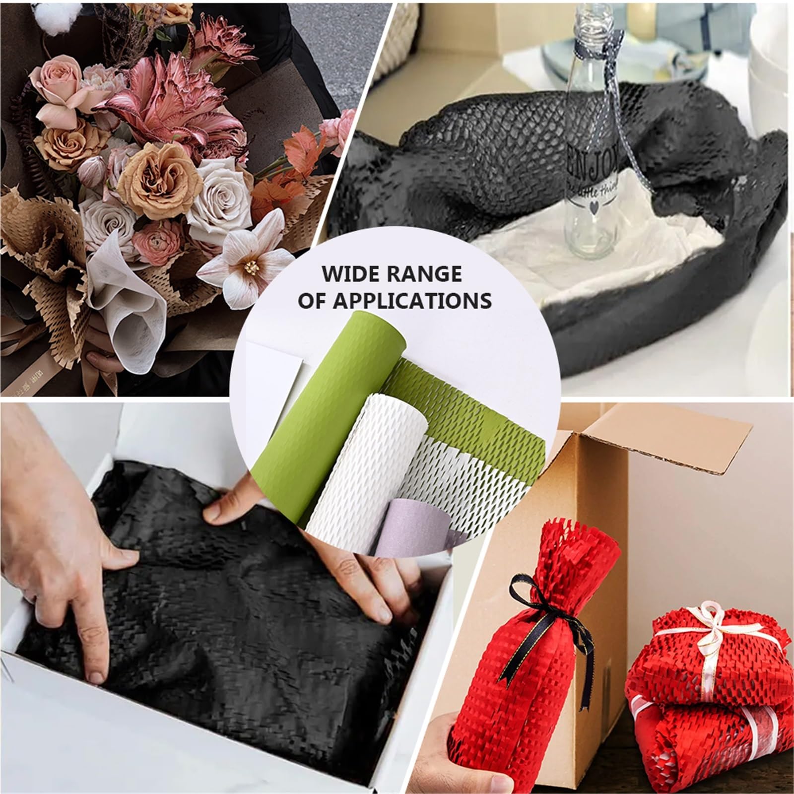 Rotolo di carta da regalo 20 fogli per Carta Alimentare | Imballaggio avvolgente, protettivo antiurto for decorazioni for feste di artigianato artistico(Black)