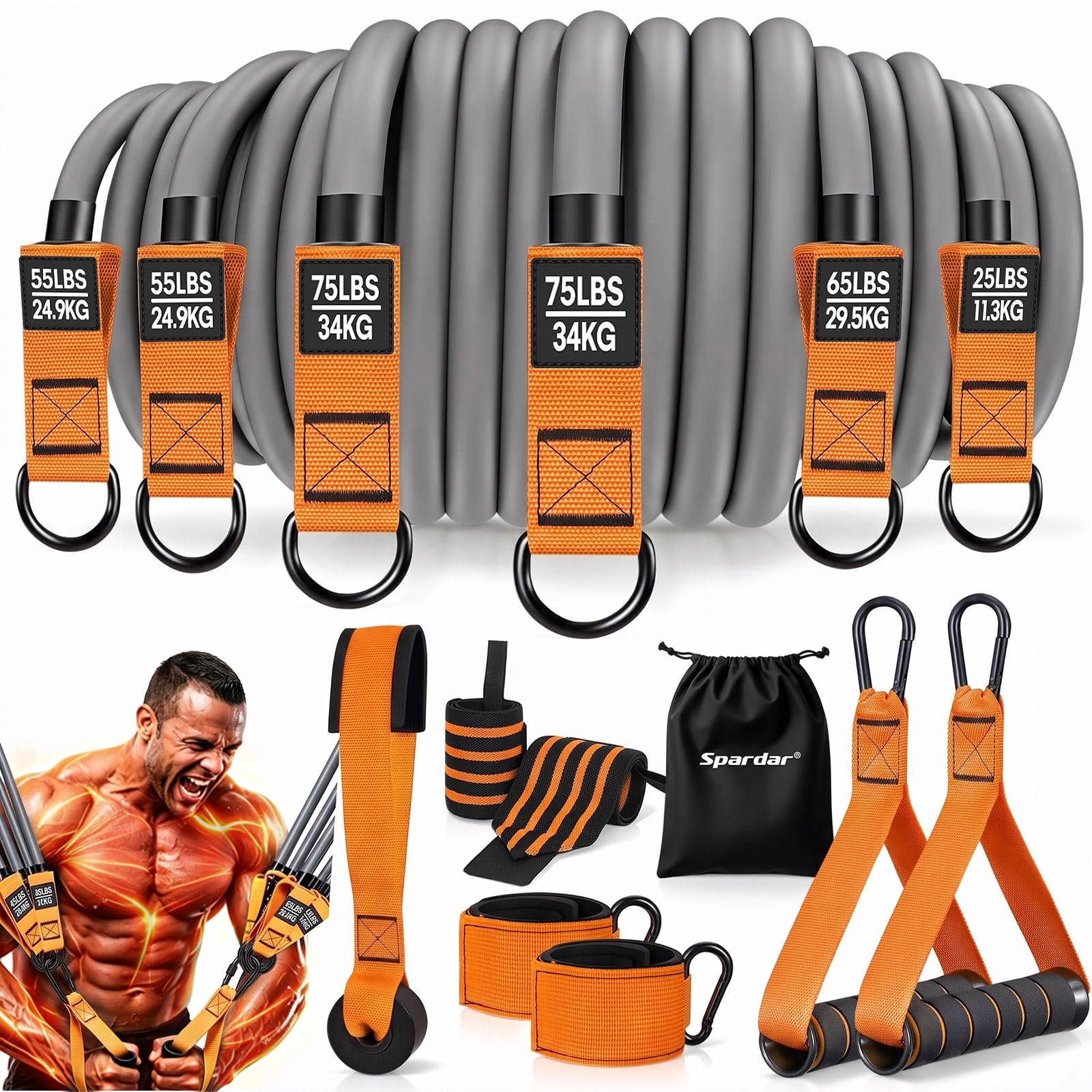350lbs Heavy Resistance Bands Set, for Muscle Strength Training, Slim