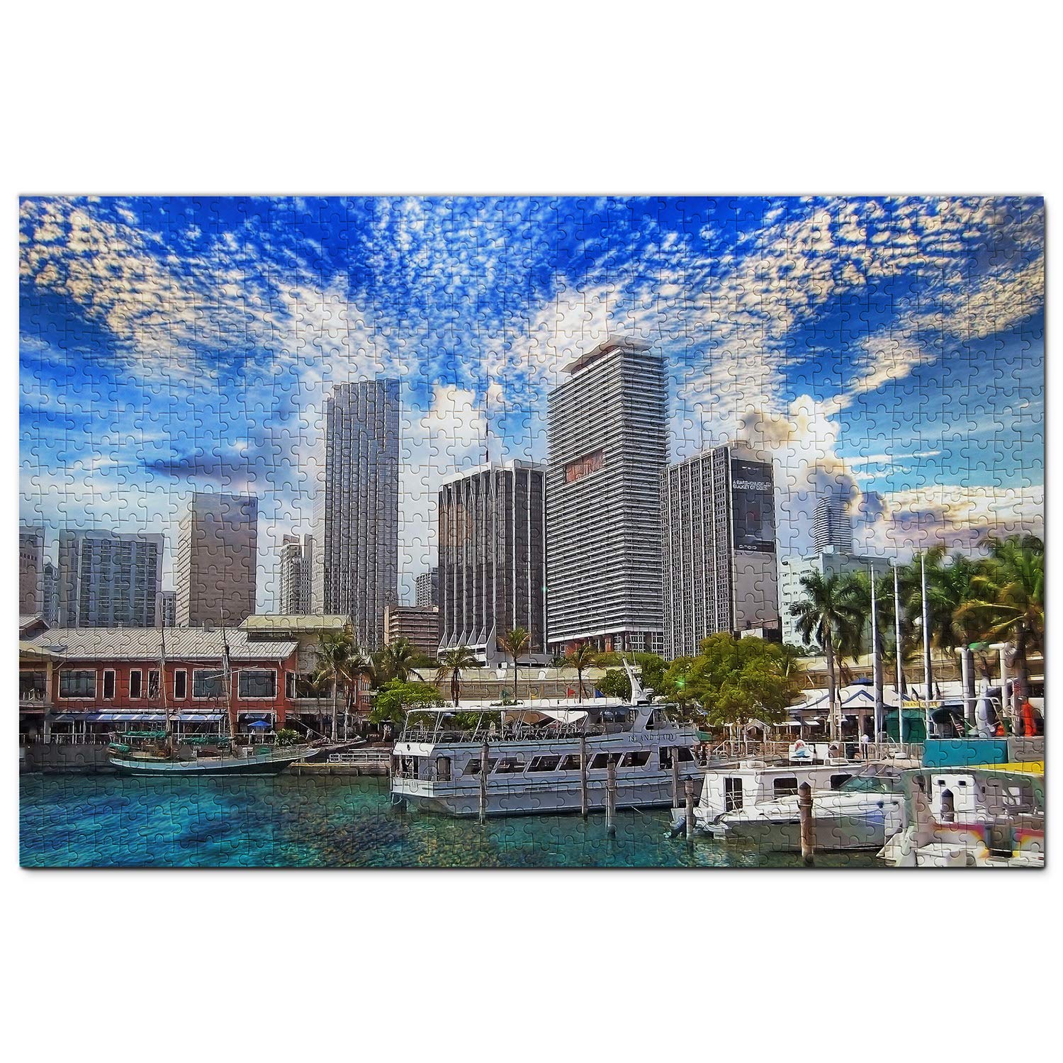 USA Jigsaw Puzzle 1000 Piece USA America Bayside Marketplace Miami Puzzle Travel Souvenir Wooden