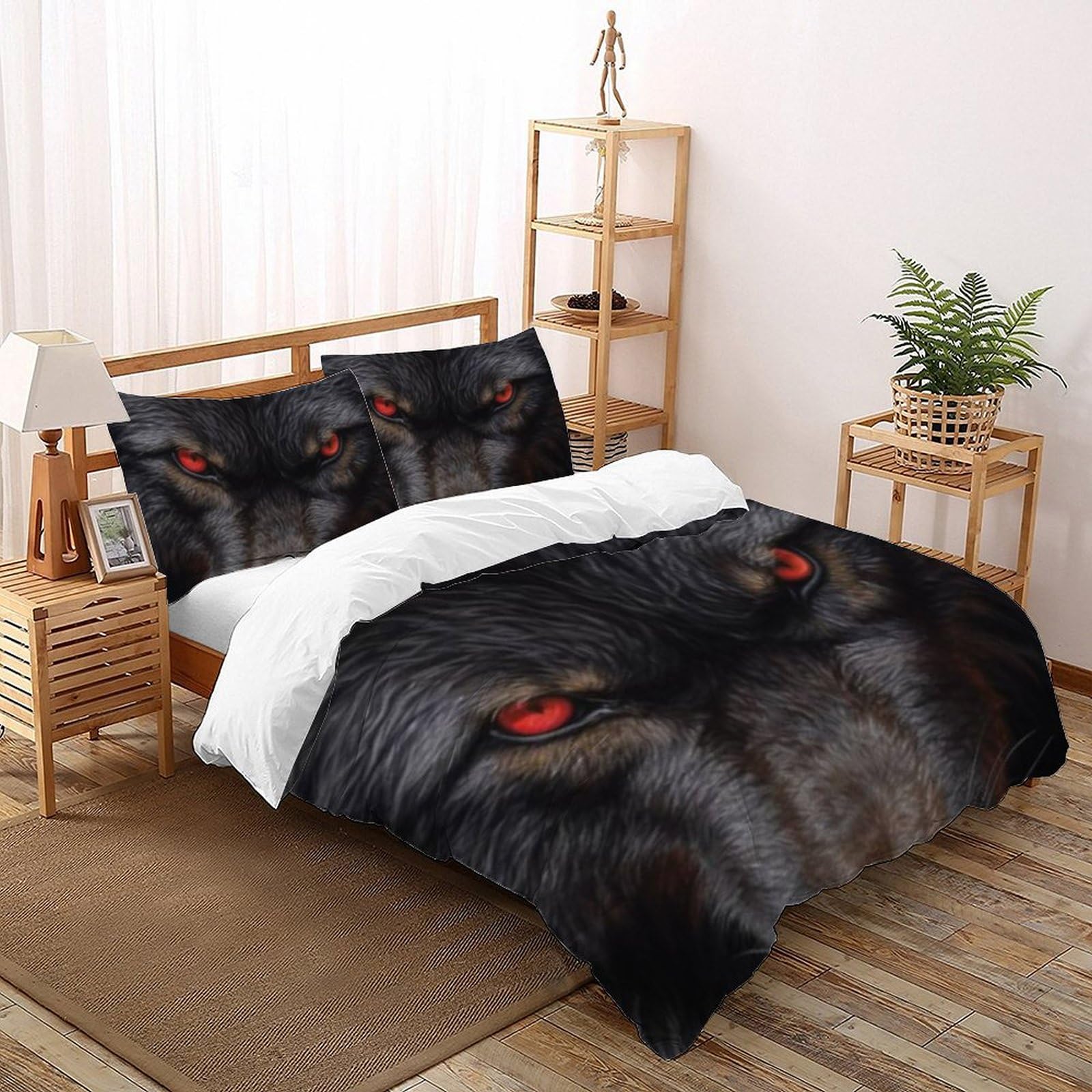 Housse de couette loup 3D 260x220cm pour chambre de fille