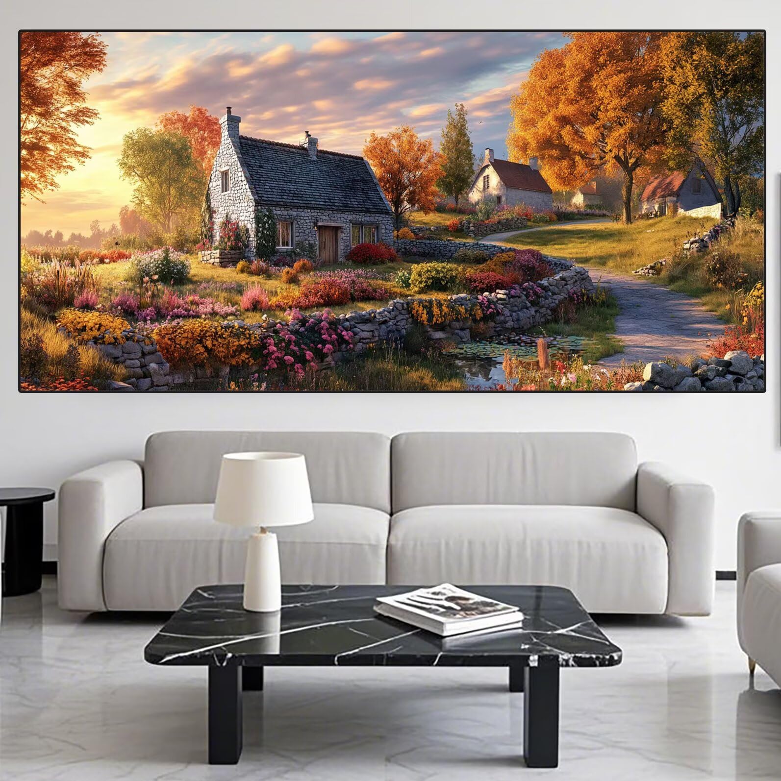 Sunset Diamond Art Cabin Diamond Painting Arts and Crafts dla dorosłych, zestawy do malowania diamentami 5D, dorosłych, Crysta, haft krzyżykowy, zestaw do haftowania dla początkujących, dekoracja