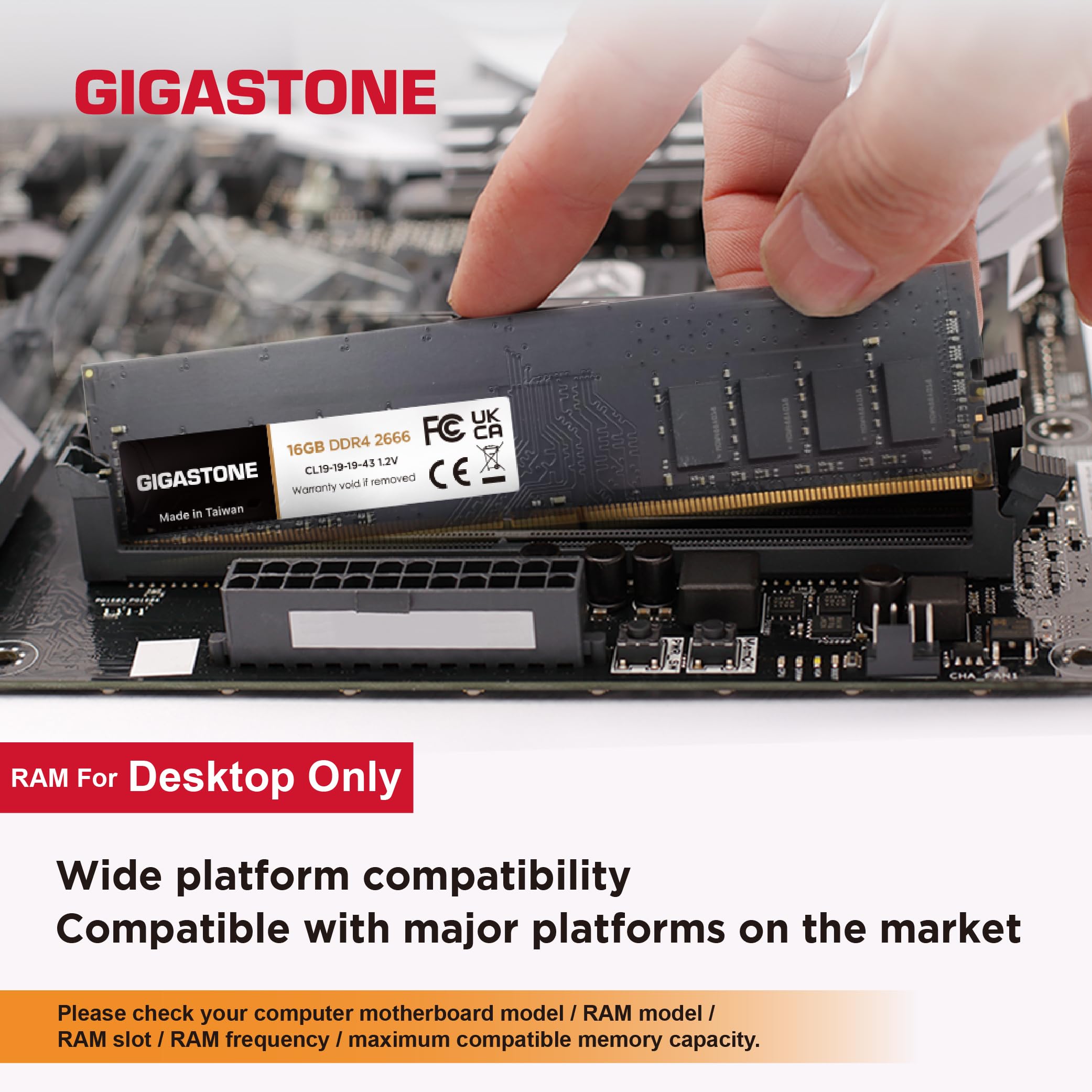 [DDR4 RAM] Gigastone Desktop RAM 32GB (2x16GB) DDR4 Ram 32GB DDR4-2666MHz PC4-21300 CL19 1.2V UDIMM 288 Pin/Polig Ungepuffert Nicht-ECC Computer Speicher RAM (Nur PC-Desktop)
