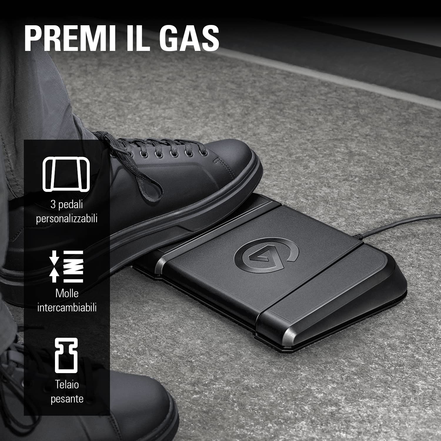 Elgato Stream Deck Pedal: controller da studio a mani libere, 3 tasti macro a pedale, attiva azioni nelle app e in software quali OBS, Twitch, YouTube e altro, adatto per Mac e PC