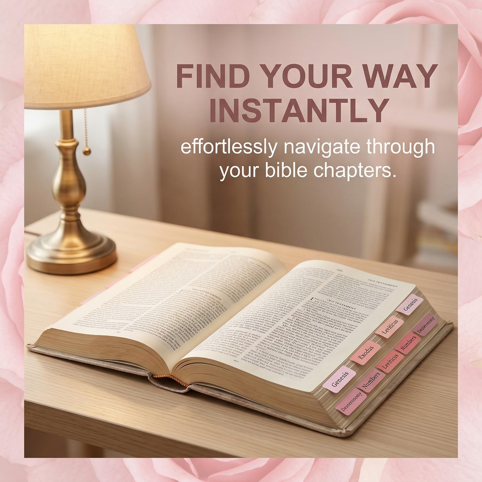 Pestañas Laminadas para la Biblia, 75 Pcs Tablas Biblias Laminadas - Accesorios Bíblicos (Rosa)