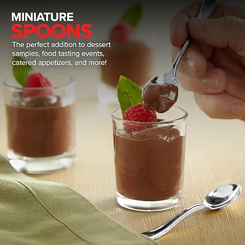 Vista 29 de Mini cucharas de plástico doradas desechables, 4 pulgadas (paquete de 80) cuchara de degustación, mini cuchara de postre para catador de helado, Oro