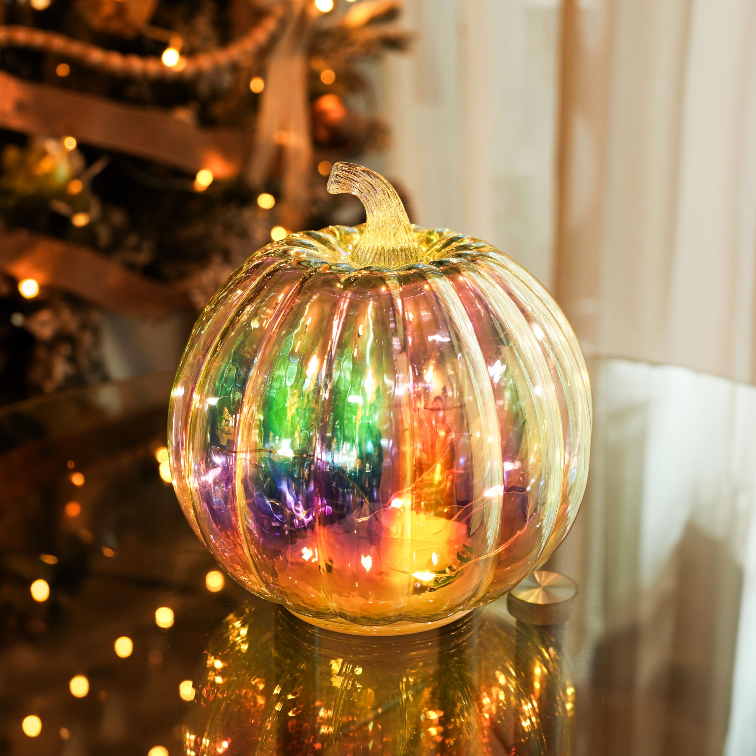 Amazon.com: hvfun Colorful Mercury Glass Pumpkin with Built-in LED