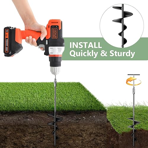 Miniatura 5 de Anclaje de tierra de 18 pulgadas de largo, anclajes de tierra resistentes de 18 pulgadas, kit de anclajes de tierra de 18 pulgadas con llave