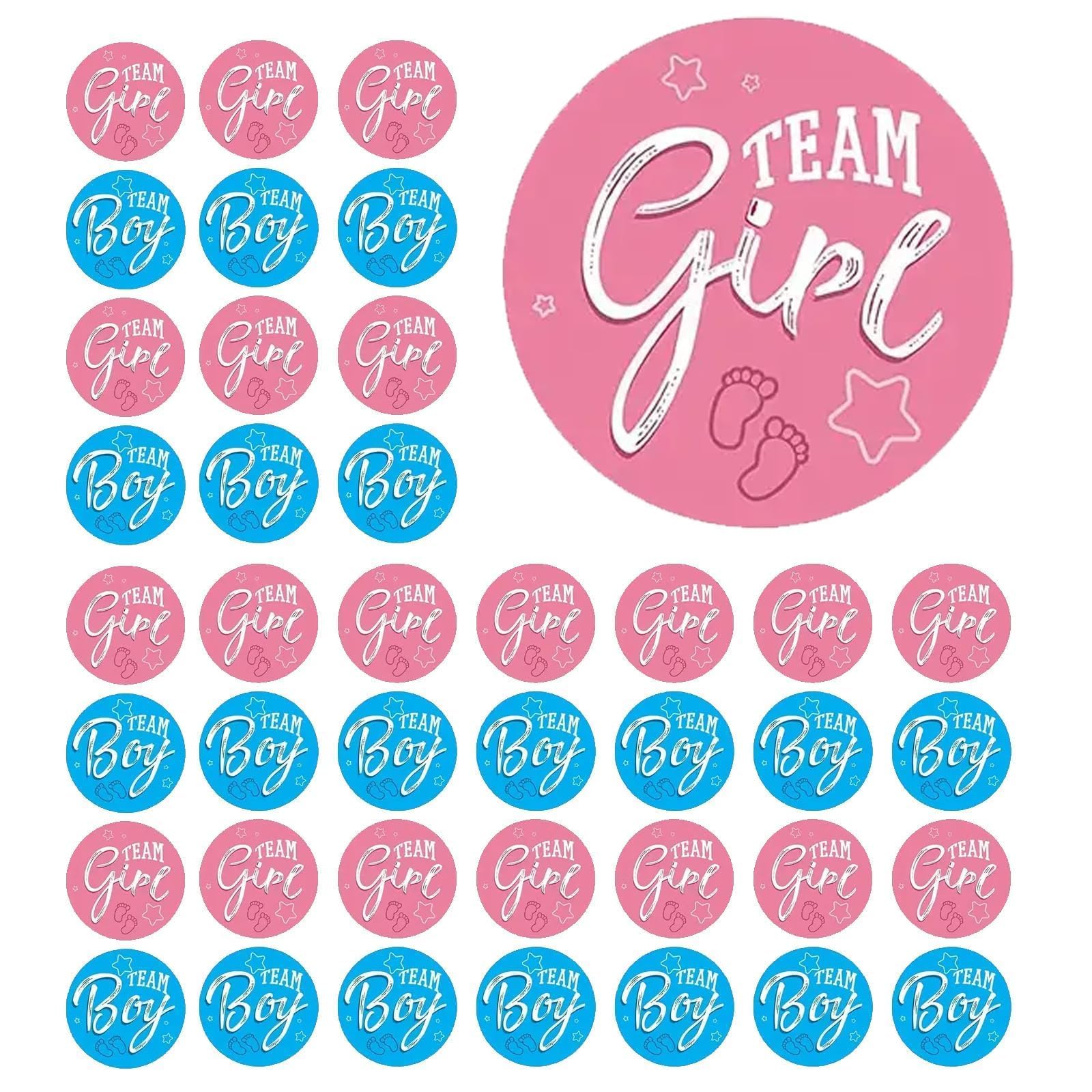 Younieyo Boys No Gender Reveal Stickers 120Pcs 3Cm Round Team And Girl Labels