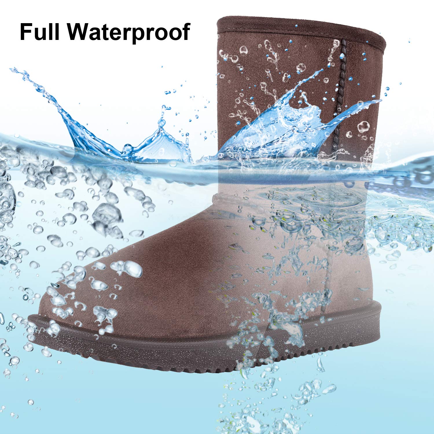 Women's Classic Short Snow Boots Full Waterproof Winter Boots 1BR39 Brown