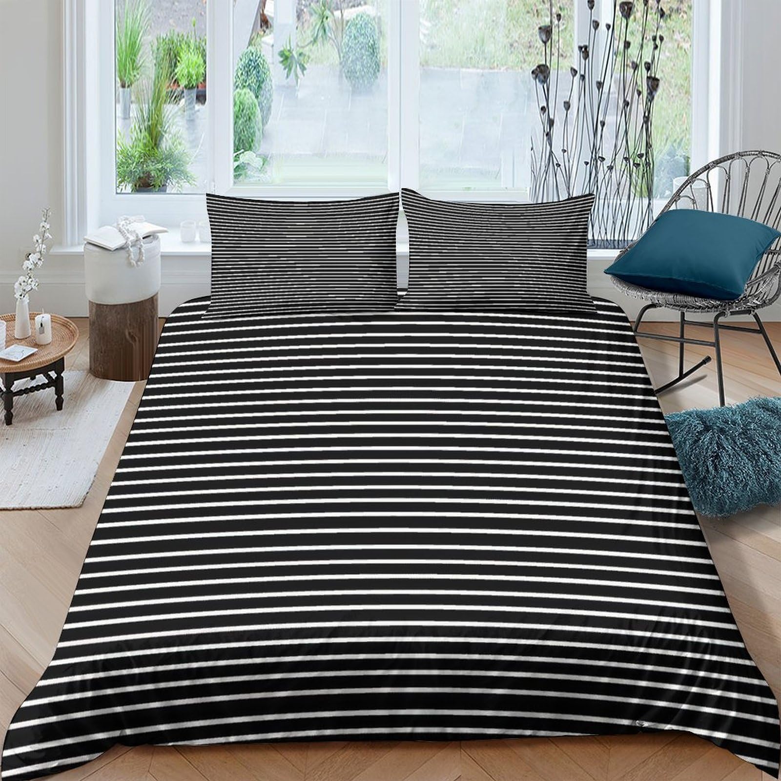 K3v9r6n2a Style-6 3D Printed Striped Quilt Cover, Microfiber Duvet Cover Hidden Zipper For
