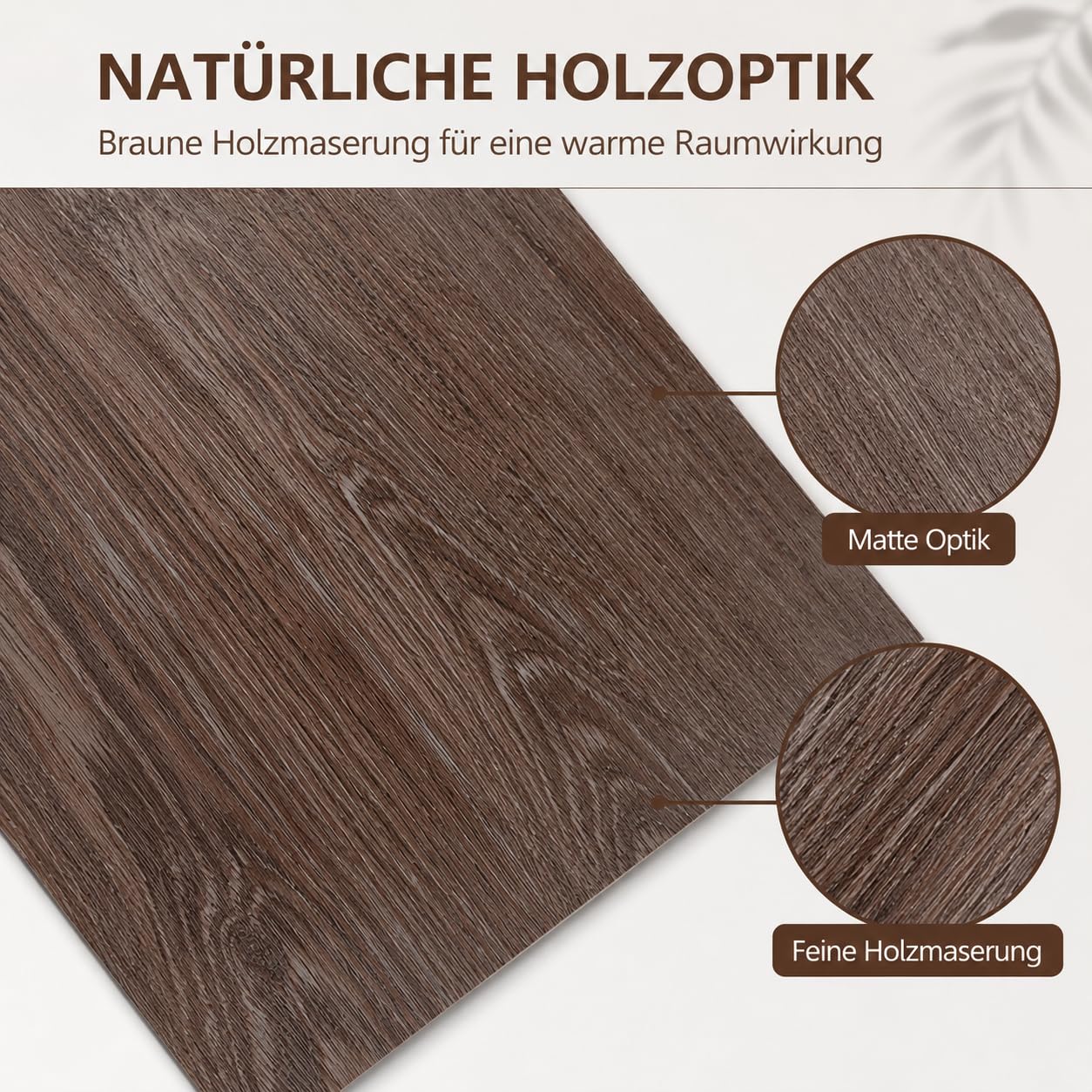 CYEER 40 unidades de suelo de vinilo autoadhesivo (3,6 m²) – 30 x 30 cm de PVC en aspecto de madera marrón – Baldosas impermeables autoadhesivas para cocina, salón y baño – DIY azulejos adhesivos para