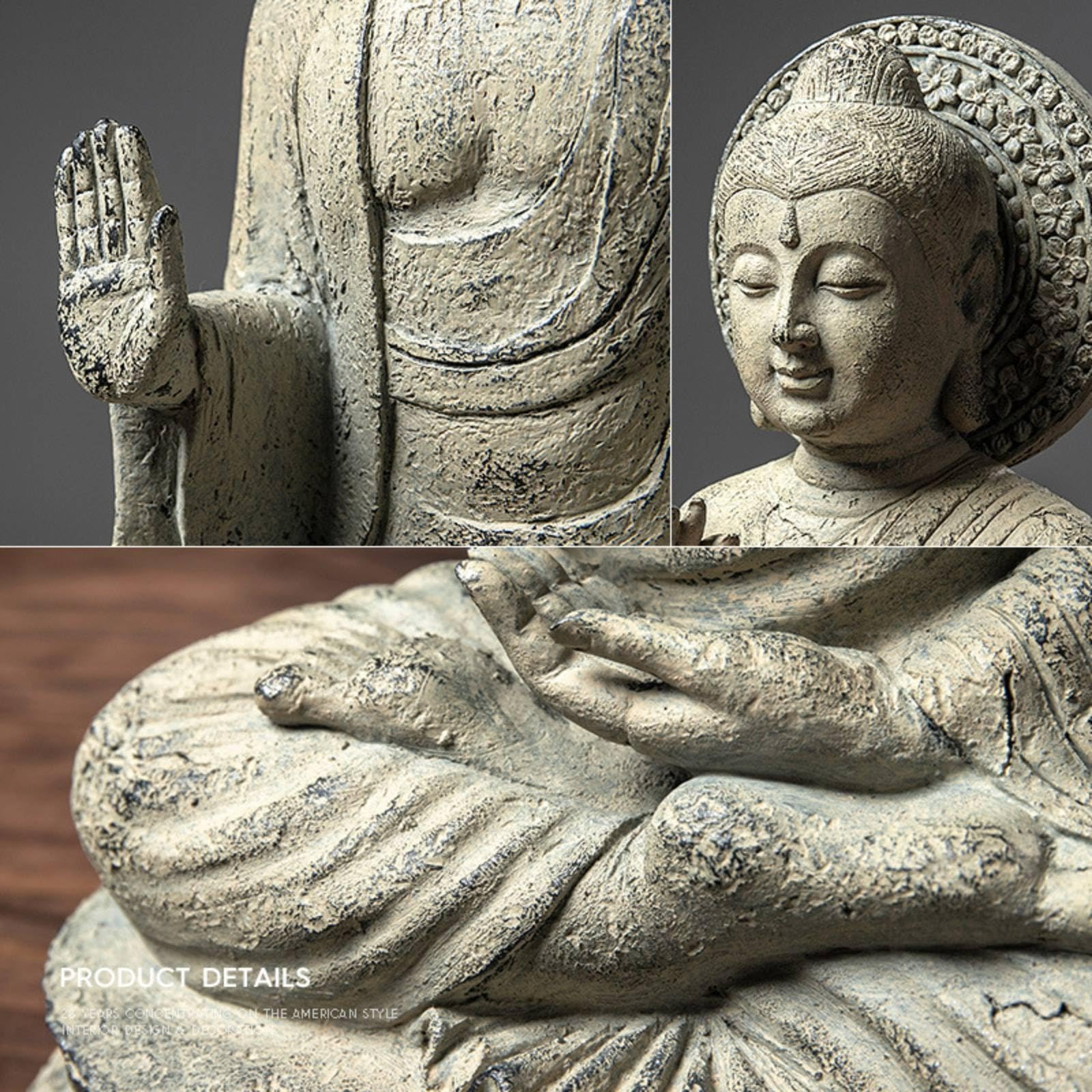 Statua di Buddha in Resina Spirituale Statuetta di Buddha Elegante Statuetta in Resina per Meditazione, Statua Del Buddha Con Gesto Di Insegnamento Spiegazione
