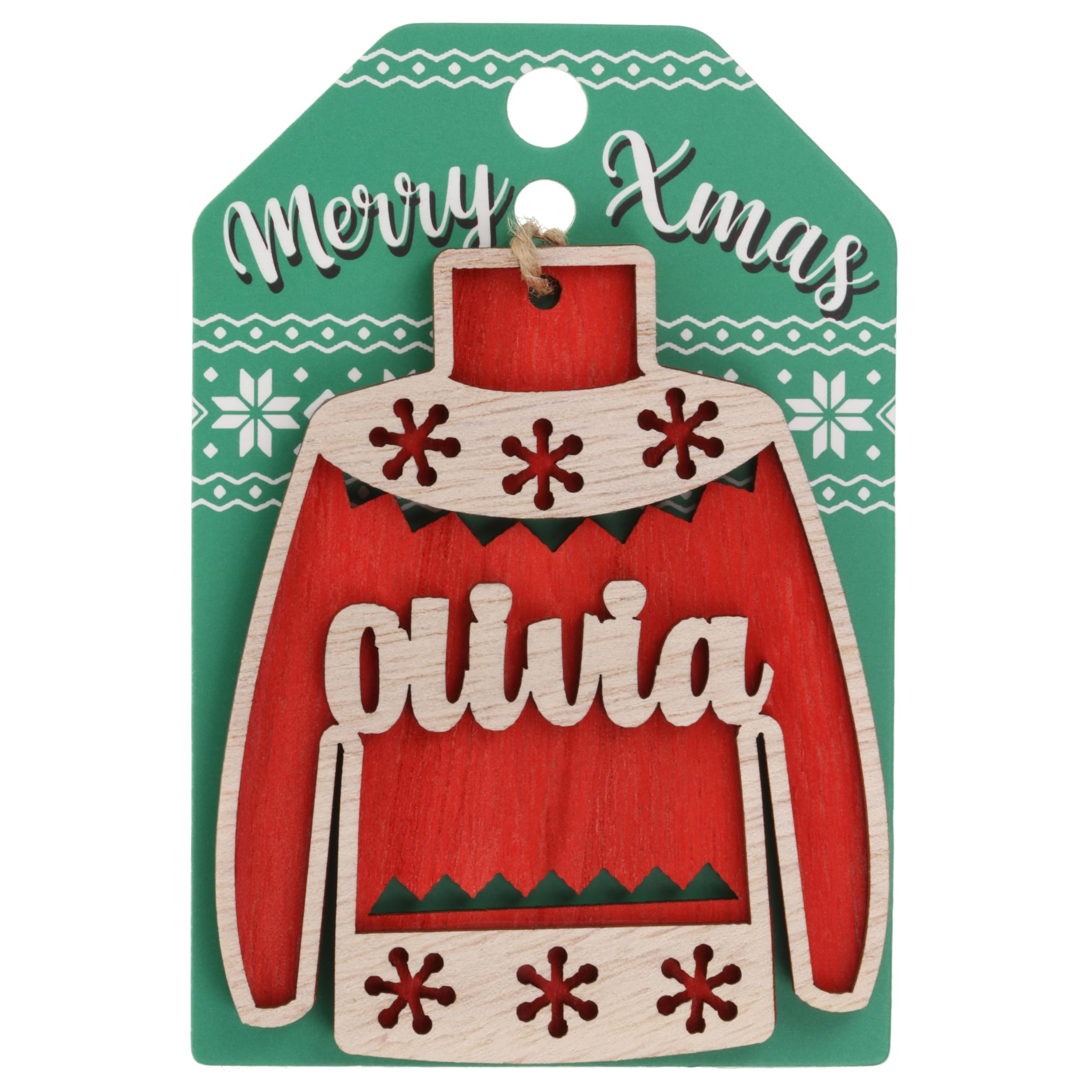 Stands Out, Supplying Outstanding Gifts Olivia Name Christmas Jumper Wooden Tree Decoration Personalised Bauble Xmas Red