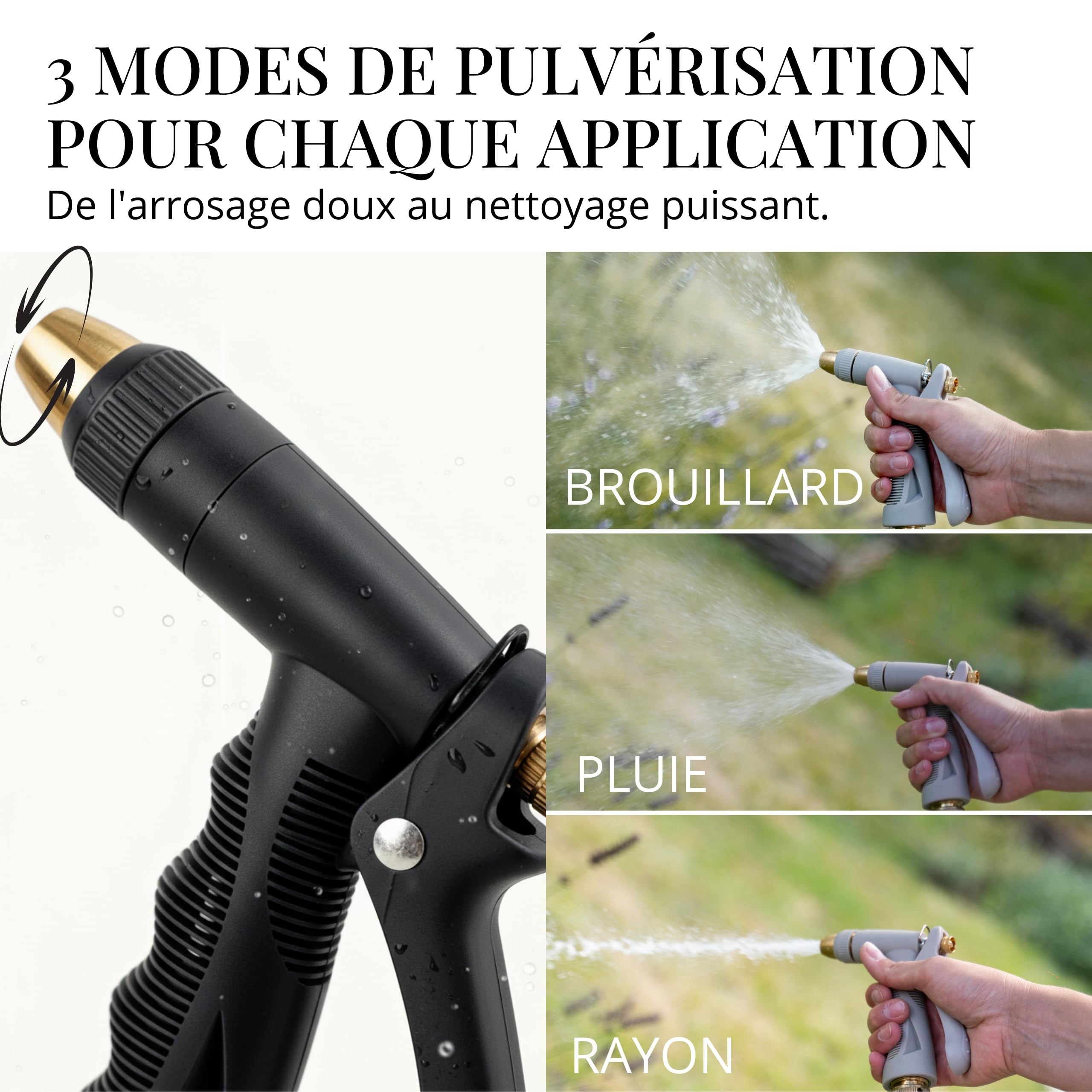 LIVLIG Seringue de nettoyage et douchette de jardin, anthracite, kit