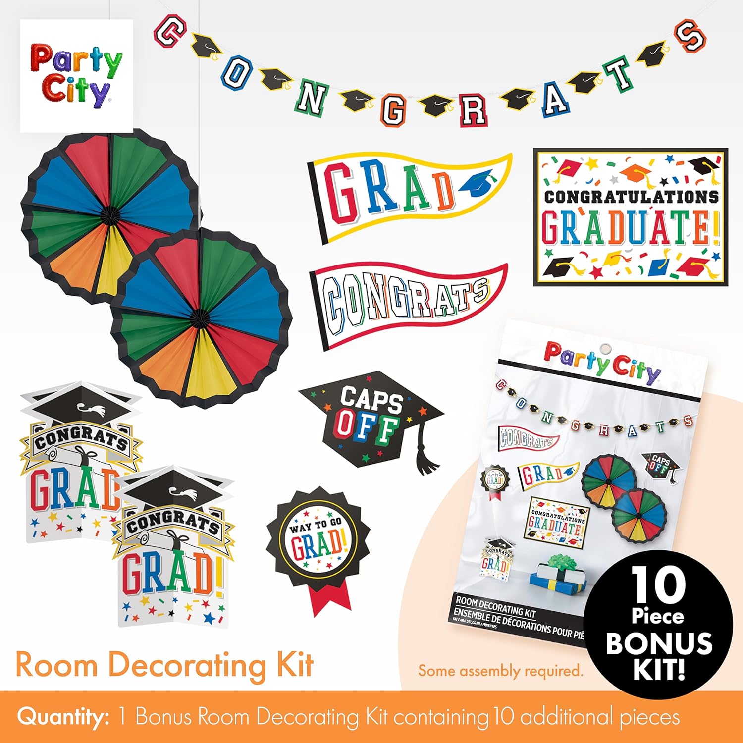 Party City Multi Color Graduation Party Kit for 24
