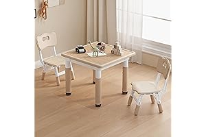 Kids Table and Chairs Set for 5-8 Years Old: Height Adjustable, Max 300lbs Capacity