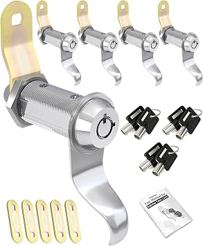 RV Locks for Storage Door 1 1/2 INCH, Camper Storage Locks for Travel Trailer Compartment Cabinet Drawer with Keys 1 1/2", Pack of 5 Locks with 6 Keyed Alike with Manual