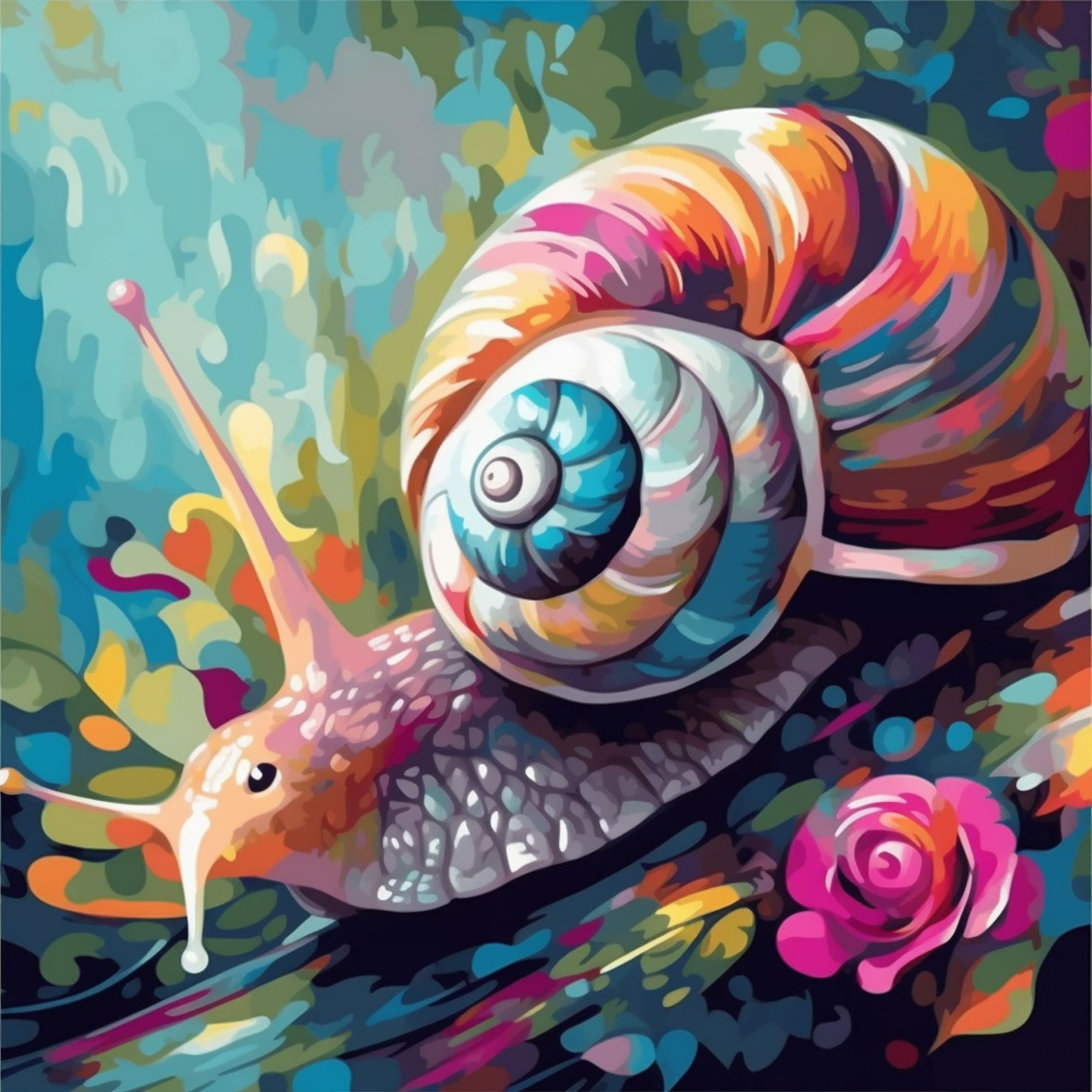 Malen Nach Zahlen Set Für Erwachsene - 2 Schnecken Motive Auf 40x50cm Leinwand