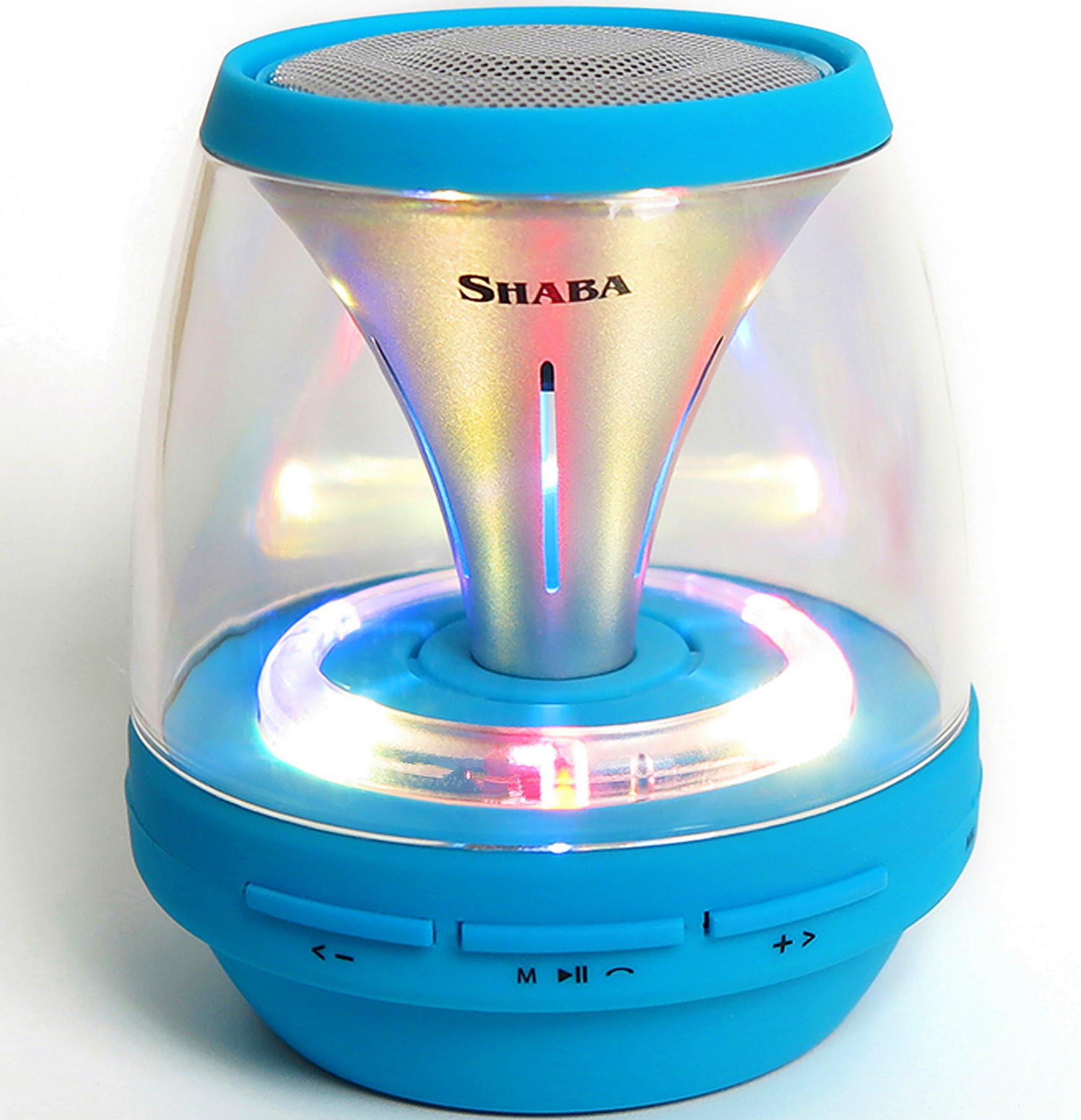 SHABA Original Design Vivid Tube Portable Wireless Bluetooth Speaker with 4 LED Light Modes, Hands-free Calling, Micro SD Card Mode, FM Radio, AUX Connection, Recorded for Outdoor, Party, Home(Blue)