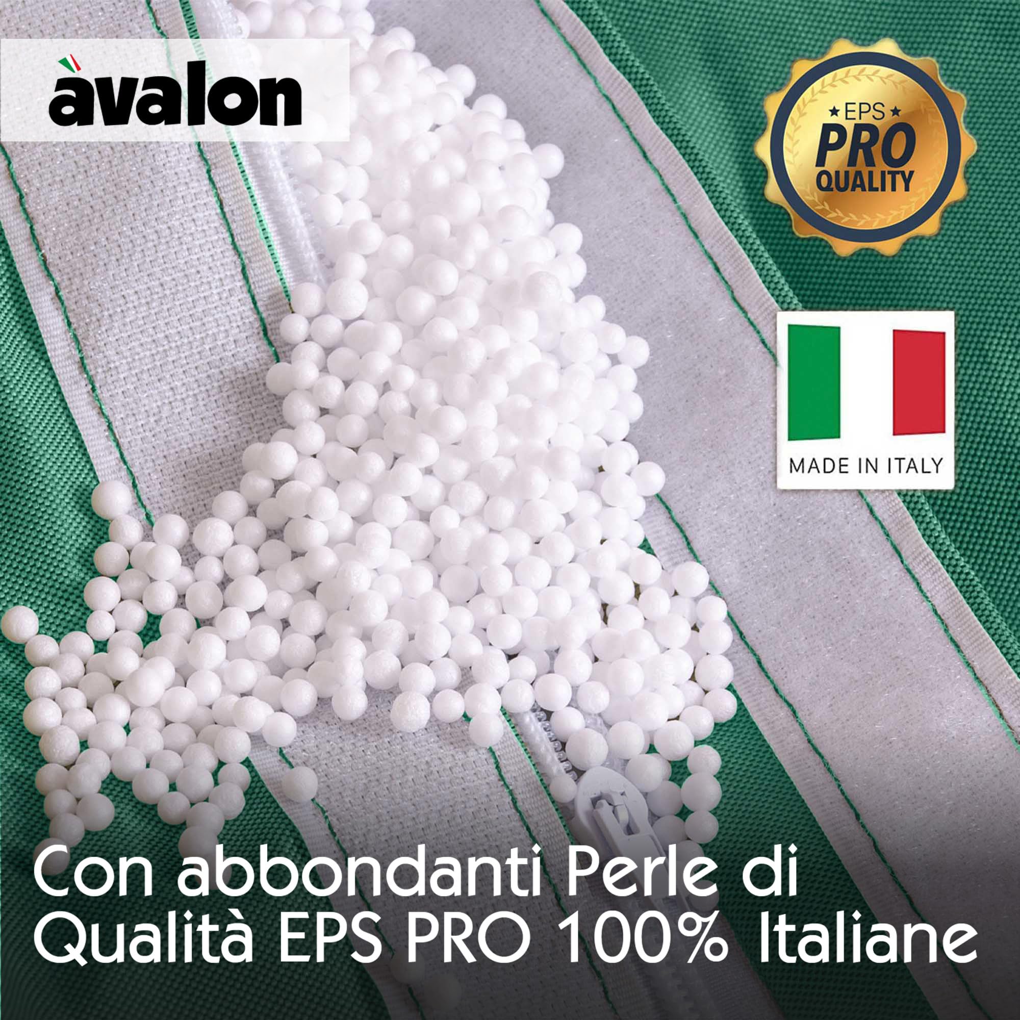 Avalon - Puff Poltrona Sacco XXL Jive Deluxe Sfoderabile, Pouf Sacco di Qualità Sartoriale, Bean Bag per Sedersi Ergonomico, Tessuto Antistrappo Impermeabile, Made in Italy(95x135cm-Verde smeraldo)