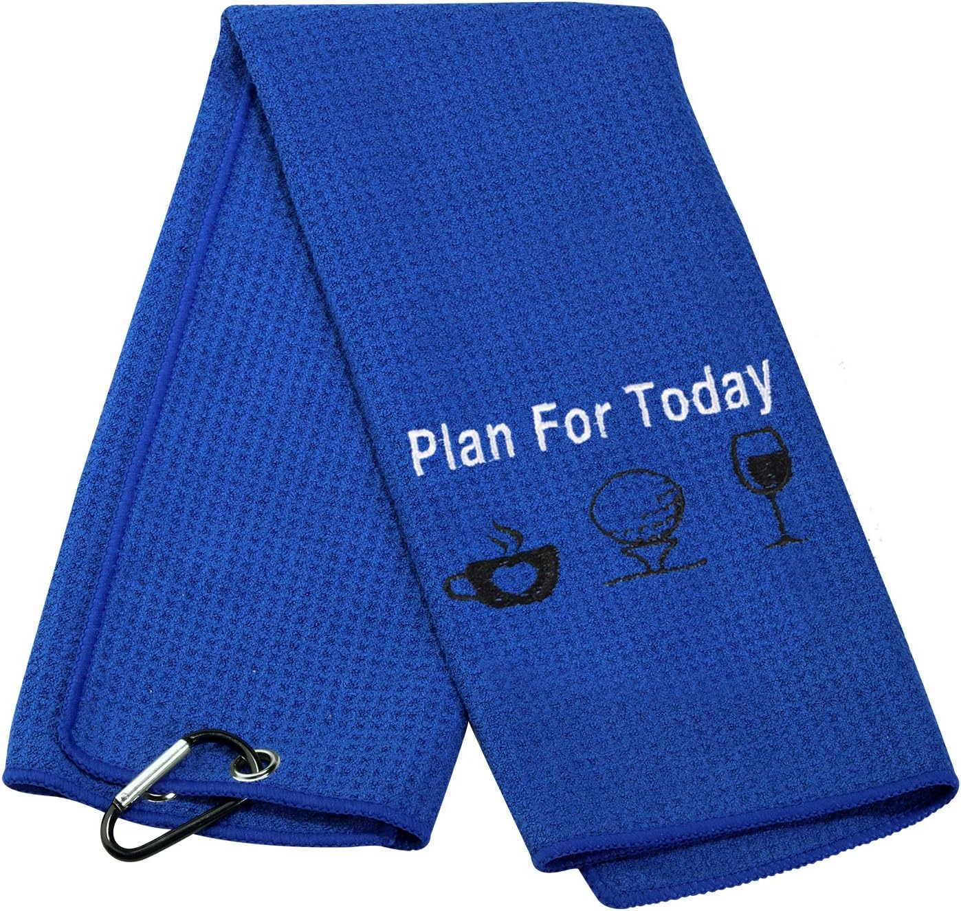 review Golf Lover Gift Weekend Gift Golfing Plan for Today Coffee Golf Wine Golf Towel with Clip (Plan for Today)