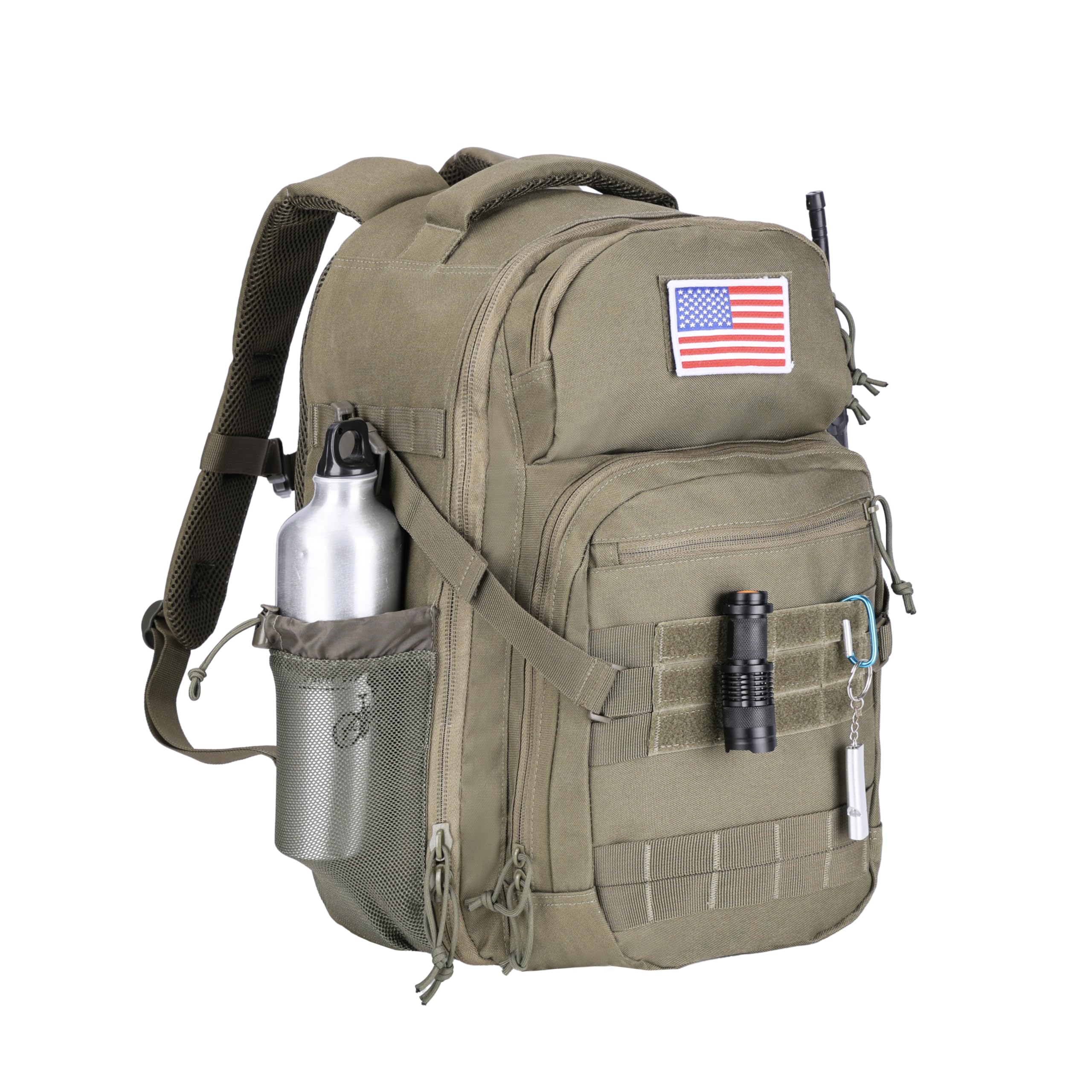 Zsearaymy 25L Small Tactical Hiking Backpack with 180° Open Design Molle System Padded Laptop Lightweight (OD.Green)
