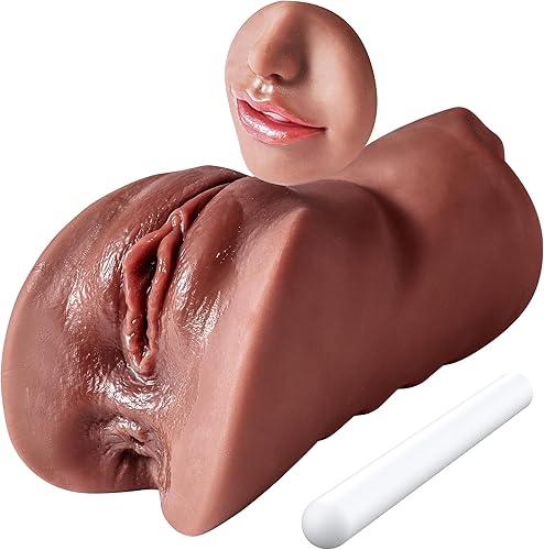 Miniatura 1 de Masturbador masculino 3 en 1 realista coño de bolsillo con palo de secado, juguete sexual masculino de doble extremo, lengua bucal, vagina