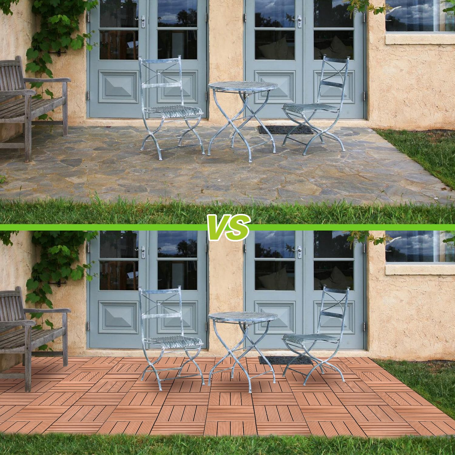 22 piastrelle per terrazze in WPC, 30 x 30 cm, per balcone, piastrelle da giardino con sistema a clic, piastrelle a clic, per terrazze, per 2 m² marrone