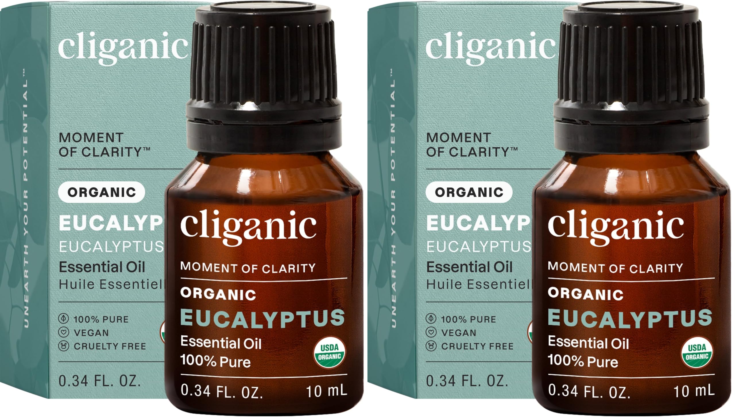 Cliganic USDA Organic Eucalyptus Essential Oil, 100% Pure | Natural Aromatherapy Oil for Diffuser Steam Distilled | Non-GMO Verified (Pack of 2)