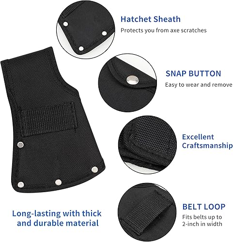 Miniatura 5 de Hatchet Head Sheath Holster, Black Oxford Sheath for 1-14Lb Axe, Double Snap Hatchet Protector Cover with Belt Loop, Outdoor Camping Hiking
