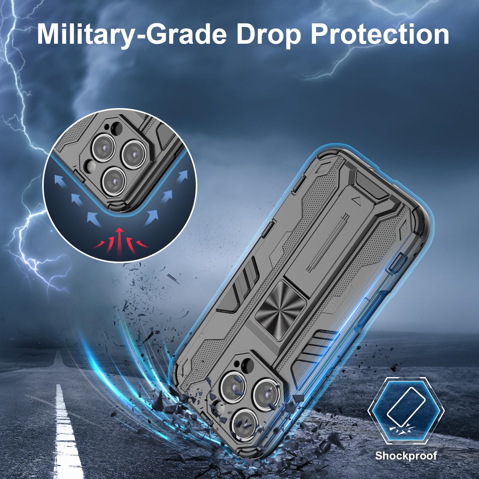 Funda para Xiaomi Redmi Note 15 Pro 5G, Carcasa Antigolpes con Soporte anular metálico, Case Protectora de Grado Militar, Azul — view 557