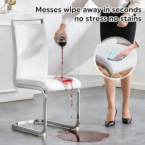 Miniatura 4 de Baysitone Juego de 4 sillas de comedor modernas, sillas laterales de comedor, sillas de cocina con asiento acolchado de piel sintética y respaldo