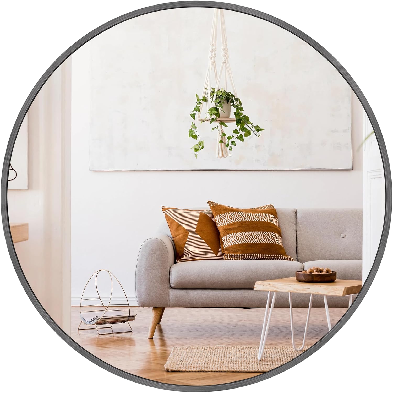 Large Round Mirror 36 Inch Black Circle Mirrors with Aluminum Alloy Matte Framed,Wall Mirror for Bathroom,Bedroom,Vanity,Entryway Hall,Living Room 36"L x 36"W Black