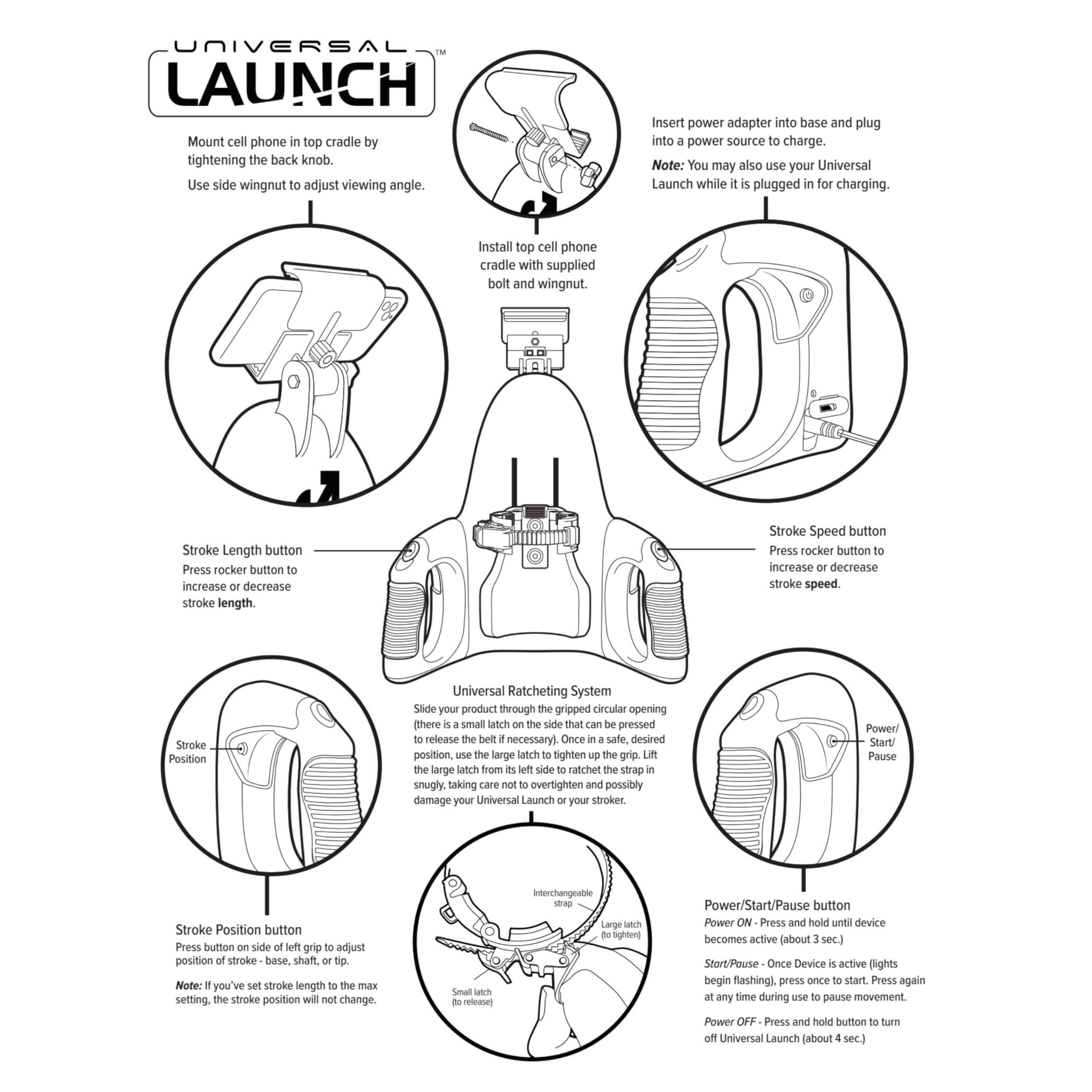 Fleshlight - Universal Launch - Soporte para Masturbador Masculino - Experiencia Automatizada para Juguetes Sexuales Fleshlight - con Soporte para Móvil - Placer Intenso