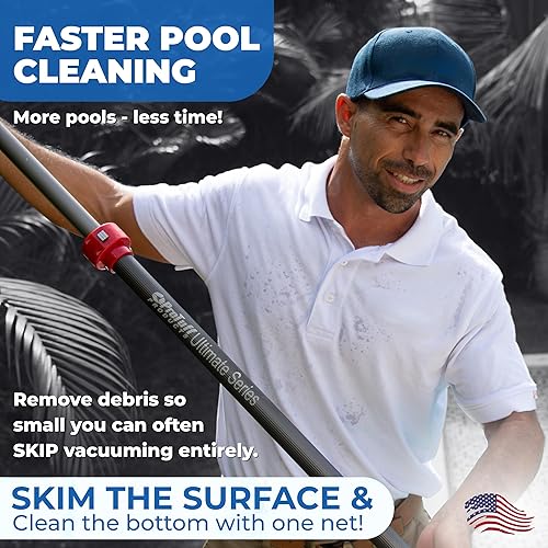 Vista 40 de ProTuff - Red de desnatador de piscina, viene con red plana resistente, malla fina para hojas, limo y polen, marco de aluminio fuerte, clip