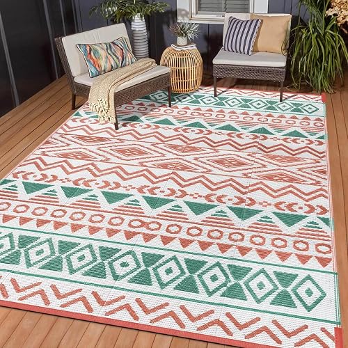 Kalafun Waterproof Reversible Patio Rug 5x8 ft Plastic Straw