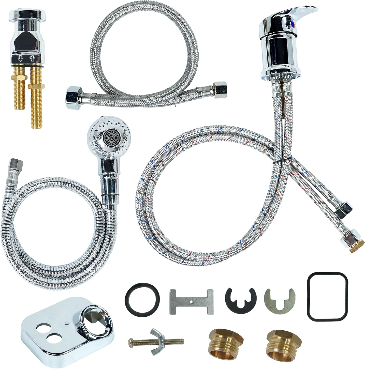 Salon Shampoo Bowl Faucet Vacuum Breaker Kit Spa Beauty Salon Shampoo Bowl Sink Hair Salon Bath Accessories Bathroom Hot Cold Faucet Spray Hose Replacement Set for Backwash Barber Chair