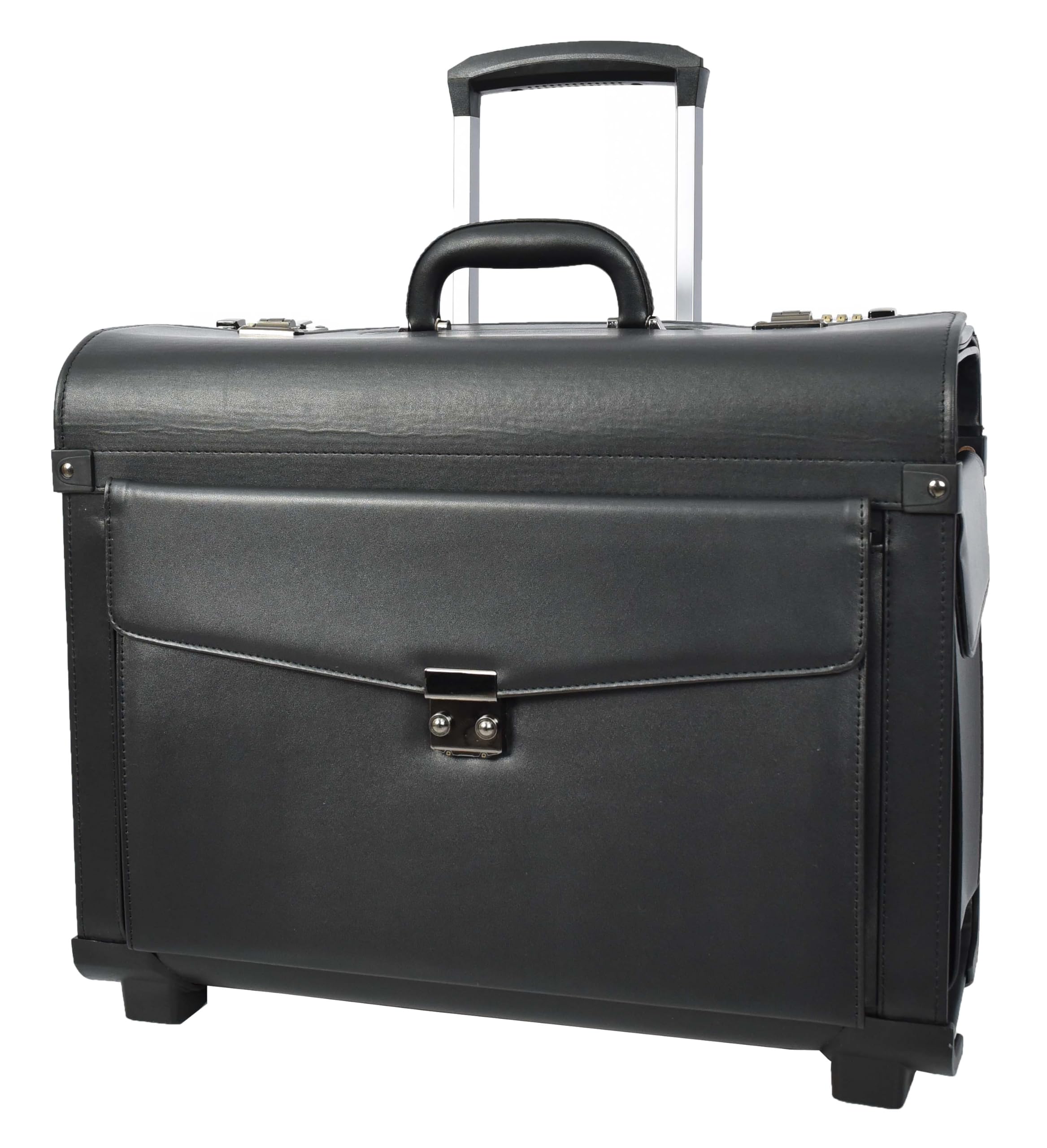 A1 FASHION GOODS Valise de pilotage à 2 roulettes en simili cuir noir Vega