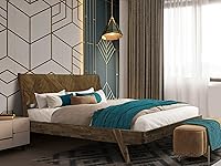 Vista 3 de Marco de cama con cabecero de madera maciza