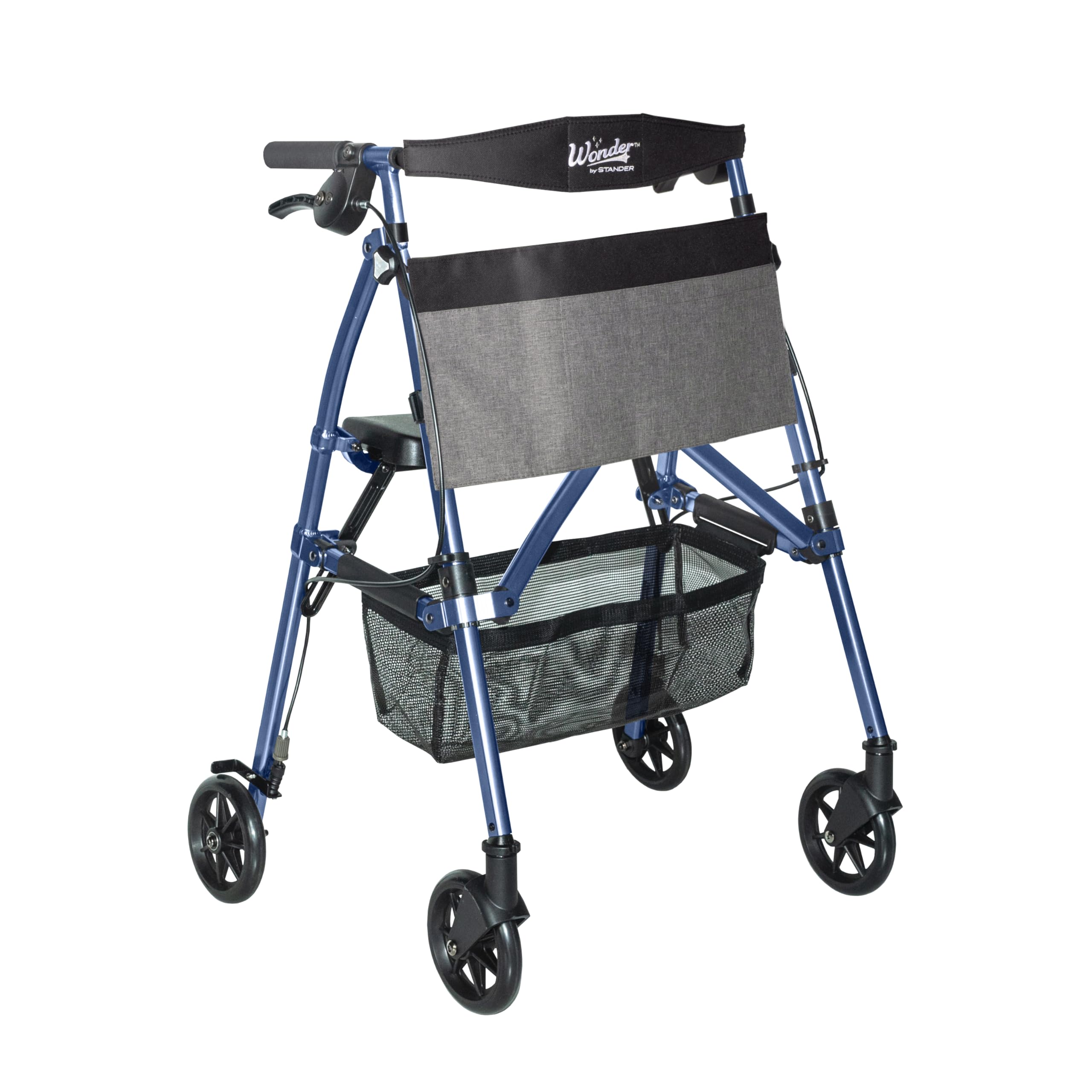 Stander EZ Fold-N-Go Rollator, Lightweight Folding 4 Wheel Rolling Walker for Seniors with Compact Travel Seat and Locking Brakes, Cobalt Blue
